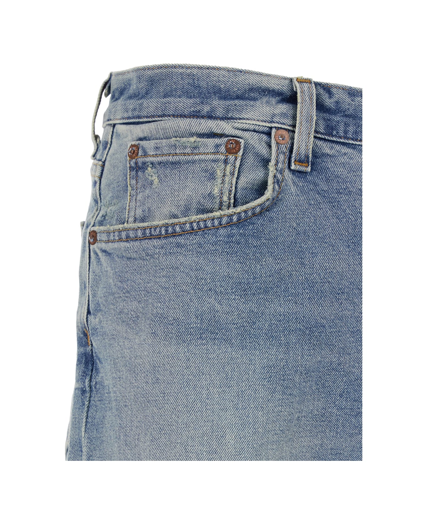 AGOLDE 'curtise' Light Blue Five-pocket Jeans With Distress Look In Cotton Man - Light blue