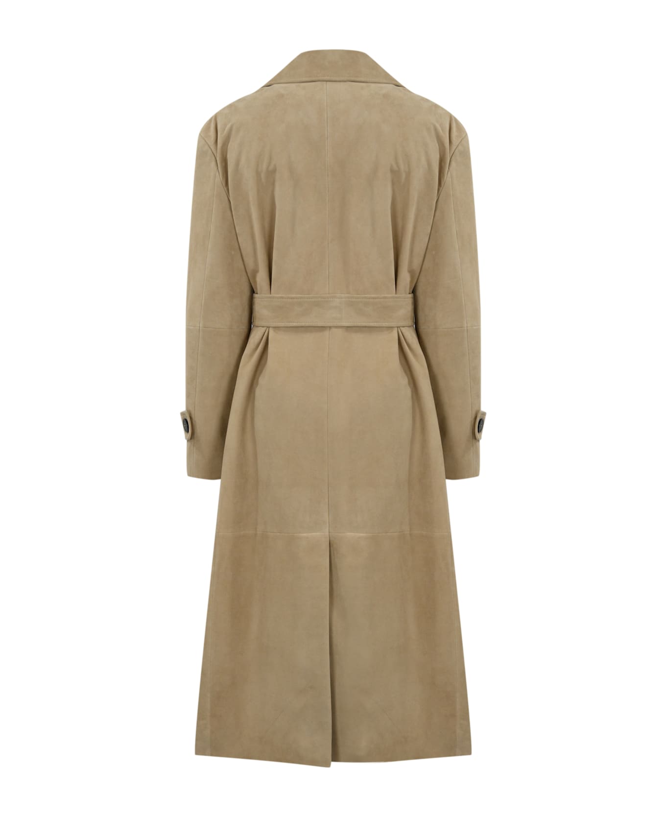 Max Mara Studio Farnese Trench Coat In Suede - Sabbia