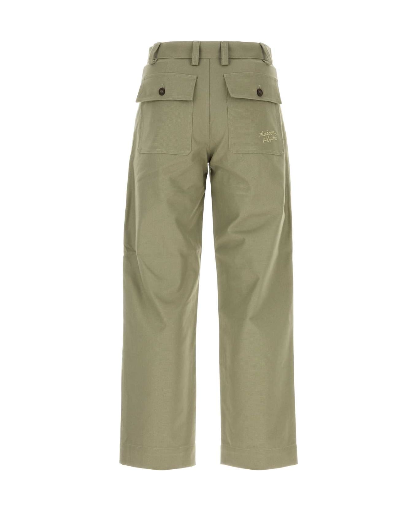 Maison Kitsuné Sage Green Cotton Pant - PEBBLE