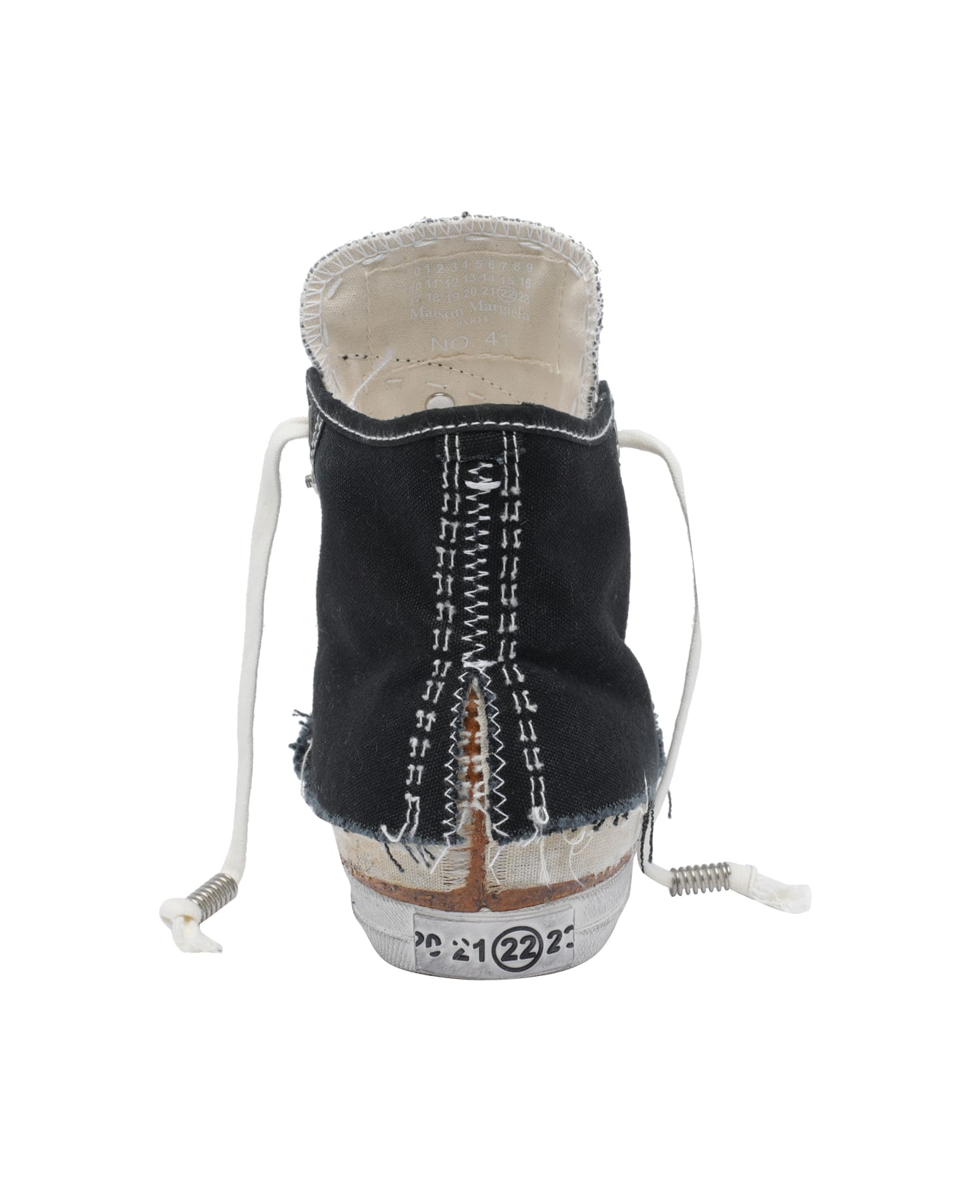 Maison Margiela High Top Sneakers With Destructured Detail - Black