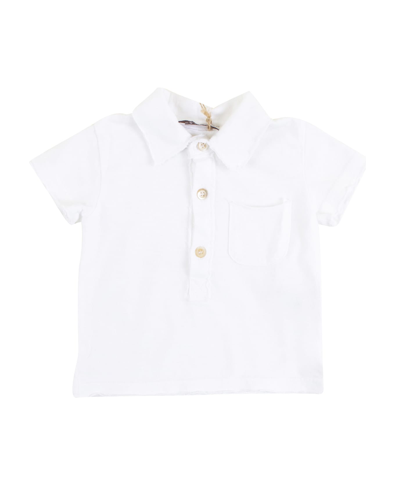 De Cavana Newborn Polo Shirt With Pocket - White