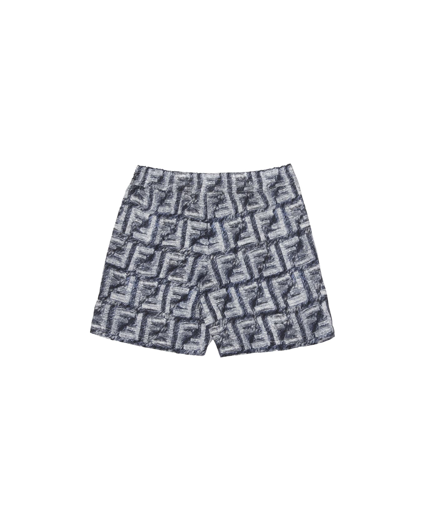 Fendi Shorts With Blue Monogram Motif - Blue