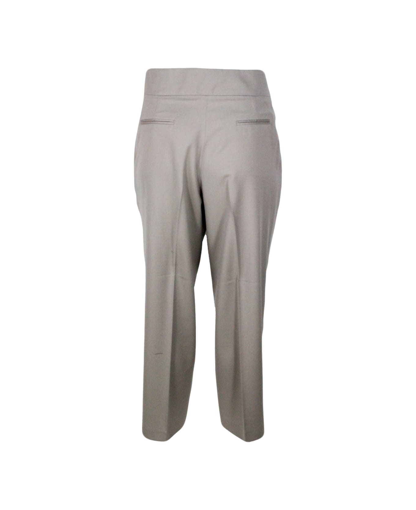 Fabiana Filippi Wide Trousers With Pences And Welt Pockets In Soft Stretch Wool - Nut