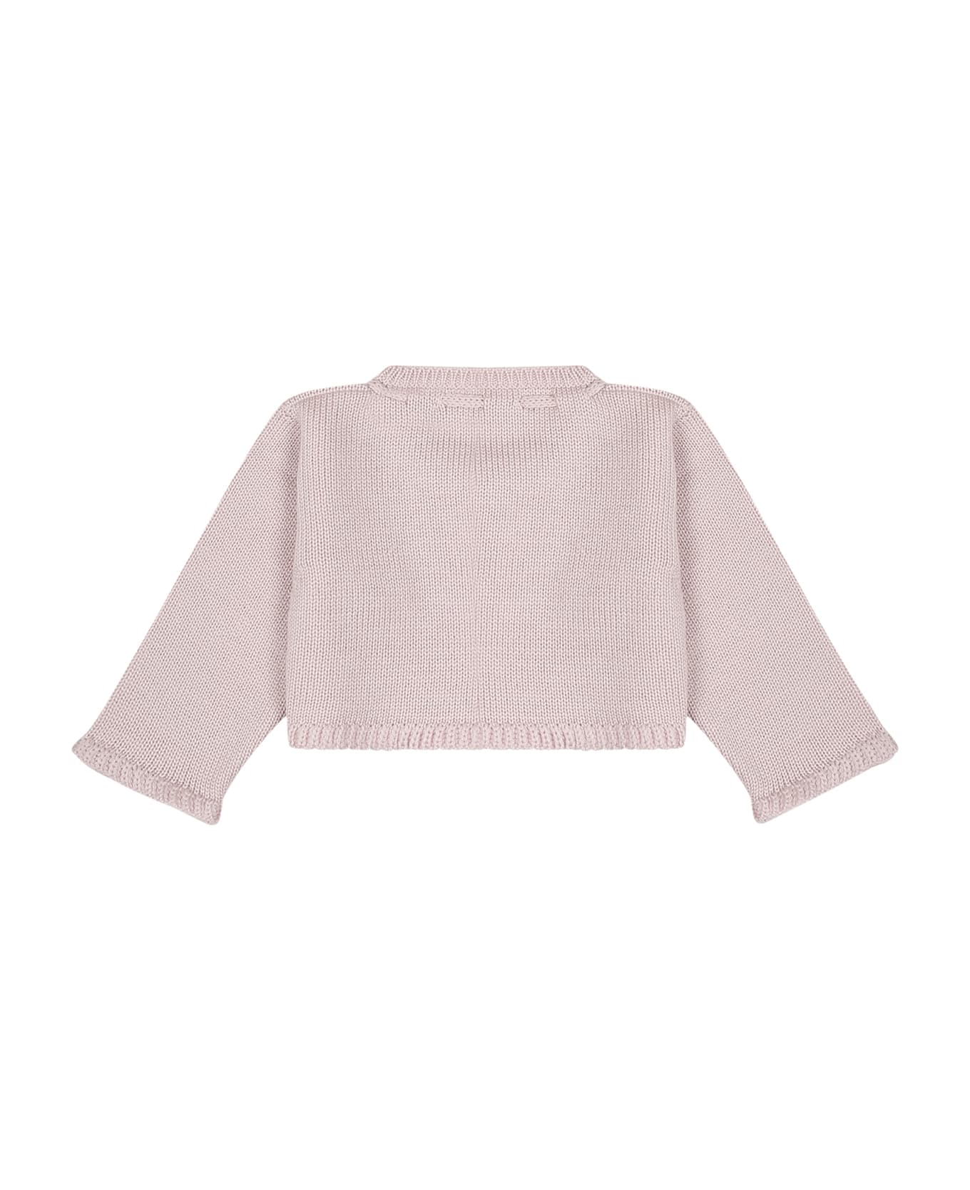 La stupenderia Lilac Cardigan For Baby Girl With Flower - Pink ニットウェア＆スウェットシャツ