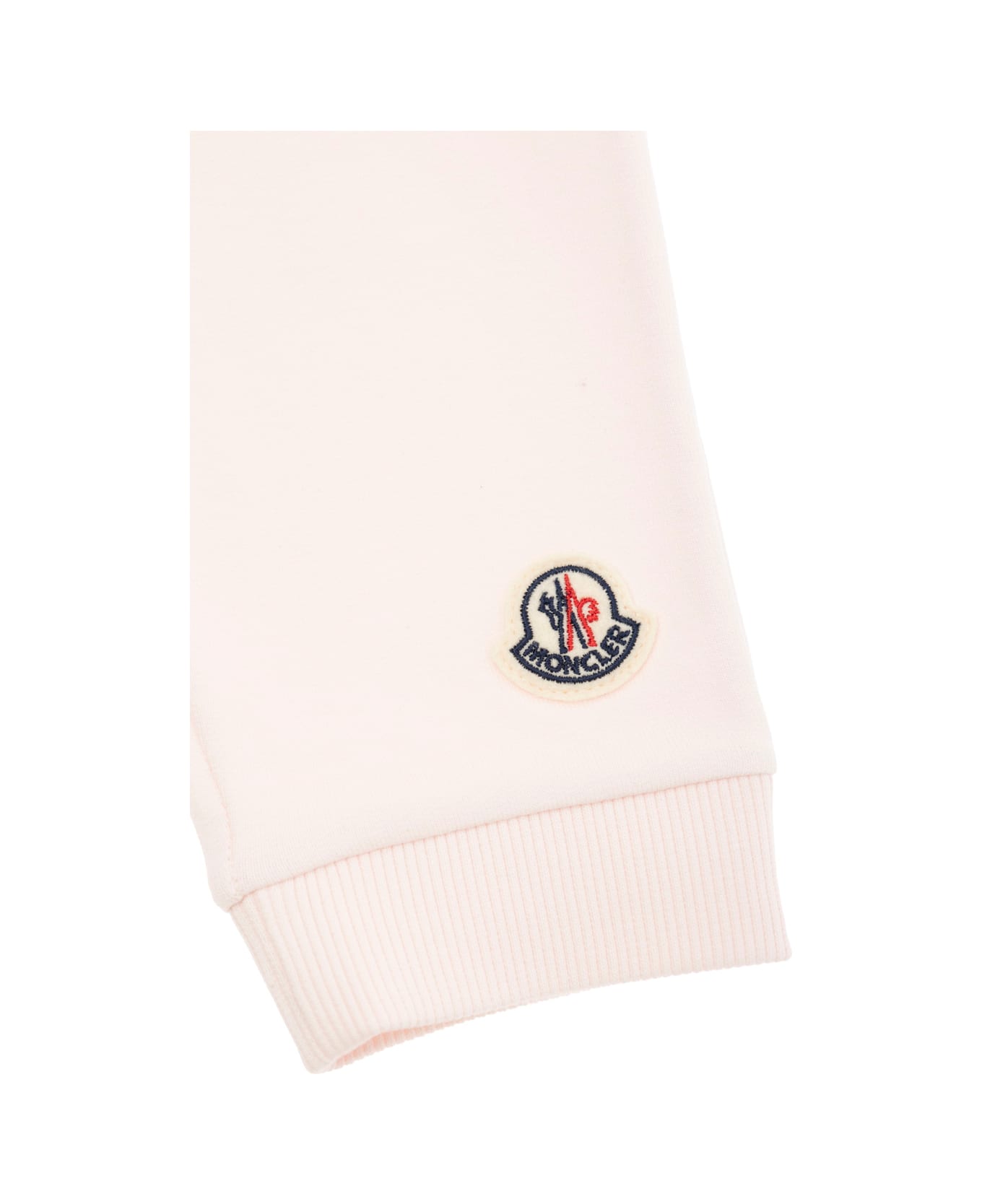 Moncler Pink Sweatshirt + Pants Ensemble With Logo Patch In Cotton Baby - Pink