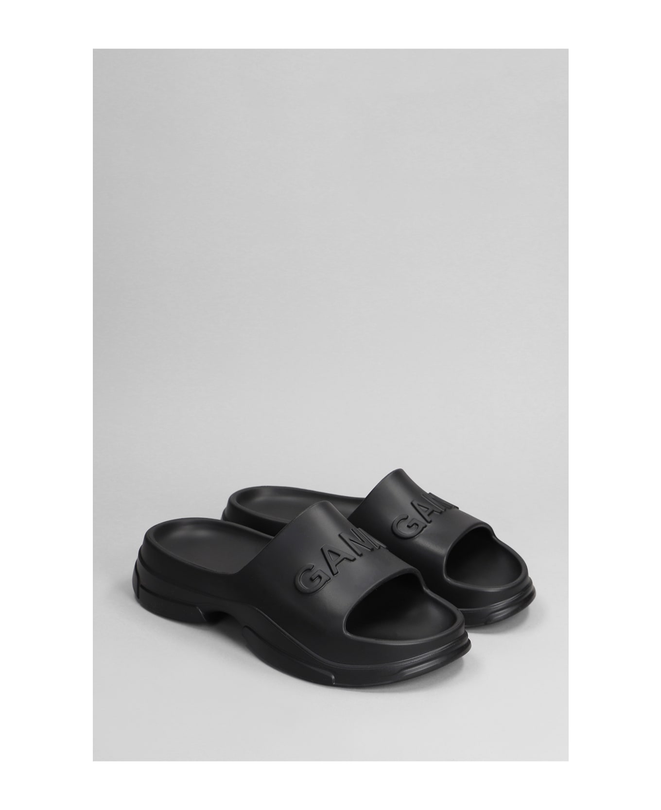 Ganni Black Rubber Slippers - BLACK