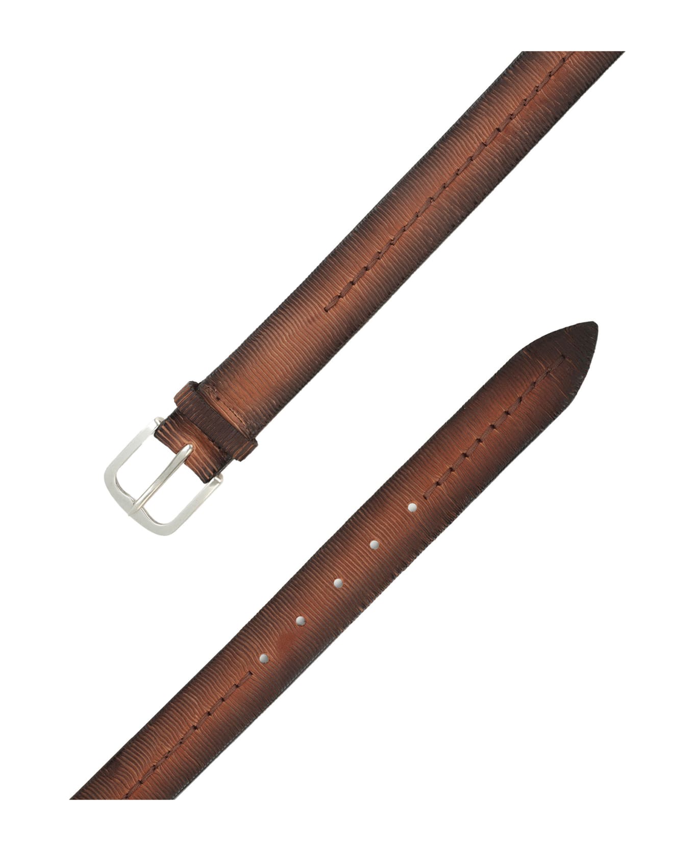 Orciani Brown Blade Belt With Stitching - Brown