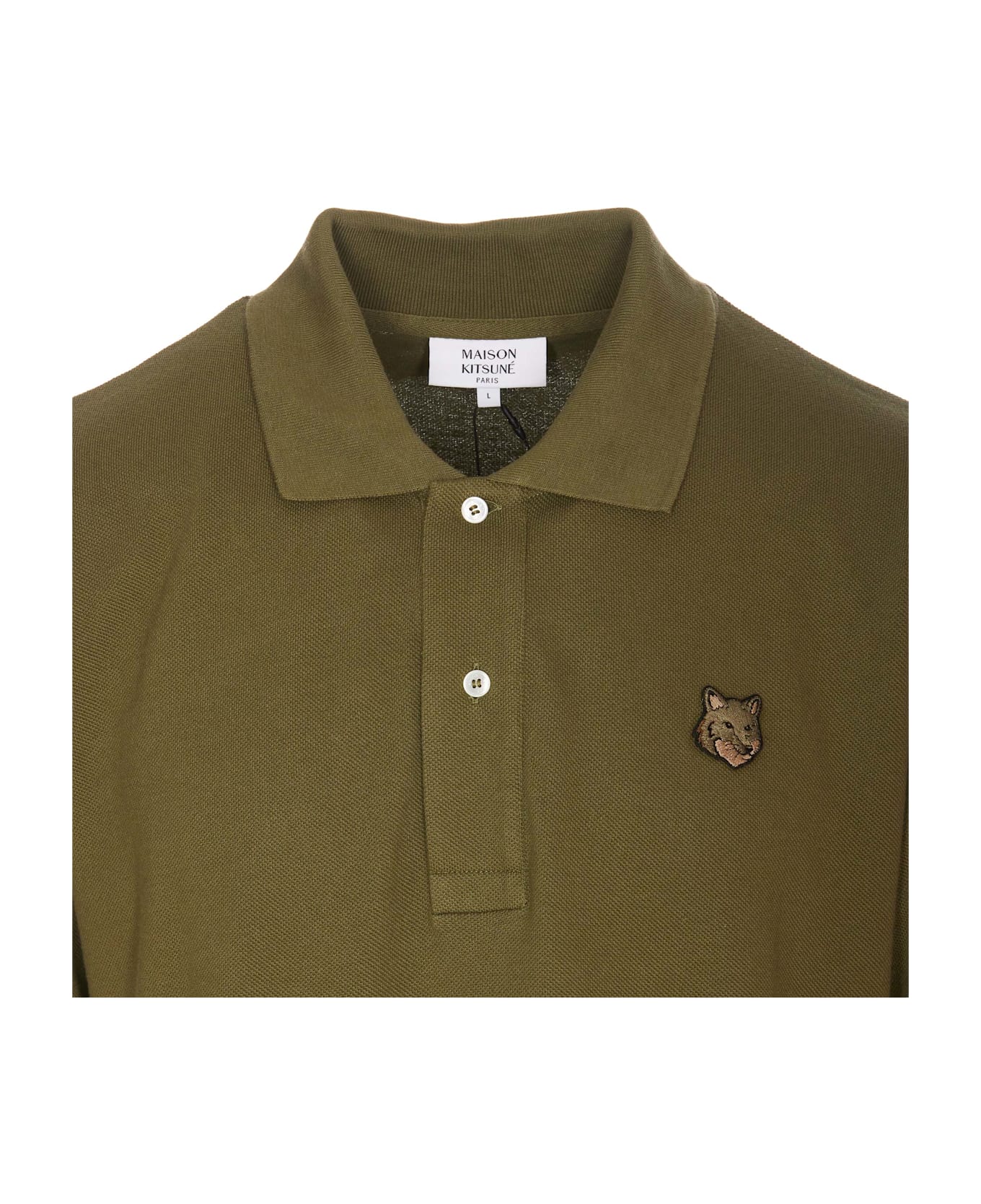 Maison Kitsuné Fox Head Patch Polo - Green