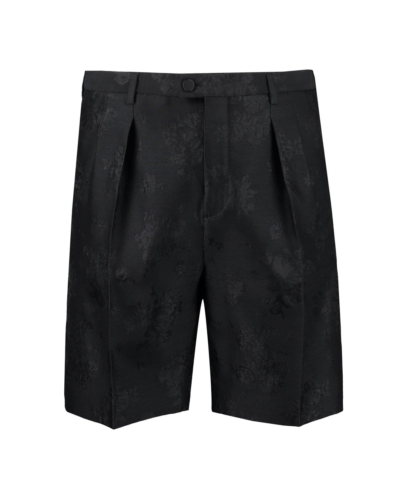Saint Laurent High Waist Jacquard Shorts - BLACK