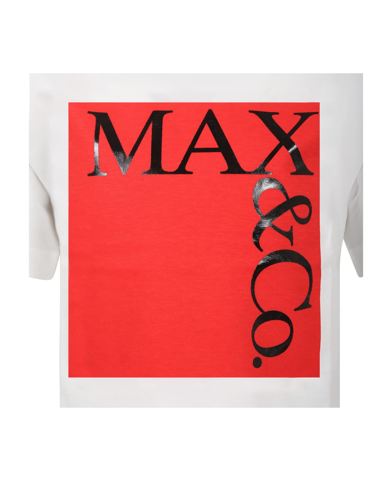Max&Co. White T-shirt For Girl With Logo - C Tシャツ＆ポロシャツ
