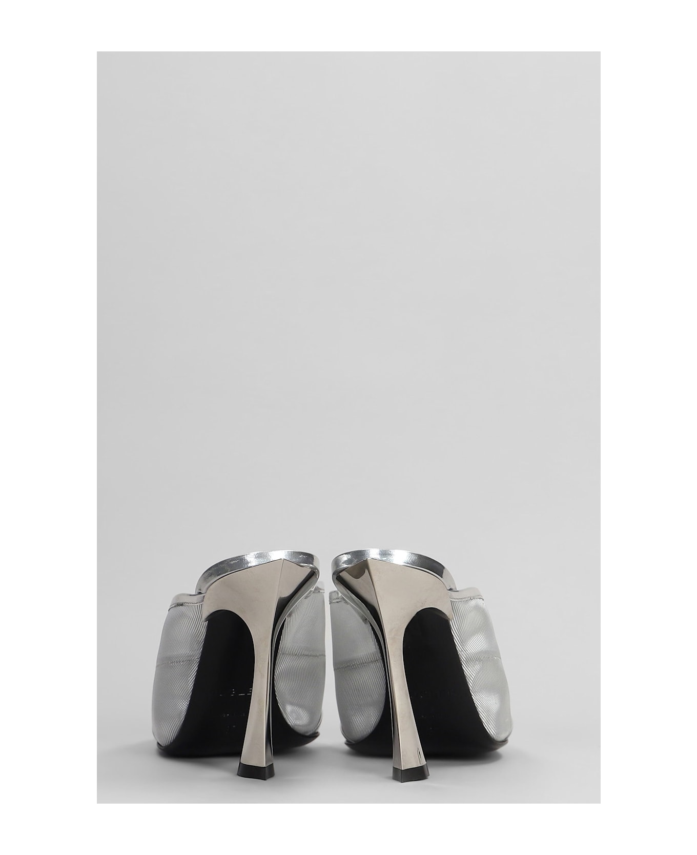 Mugler Slipper-mule In Silver Polyamide - silver