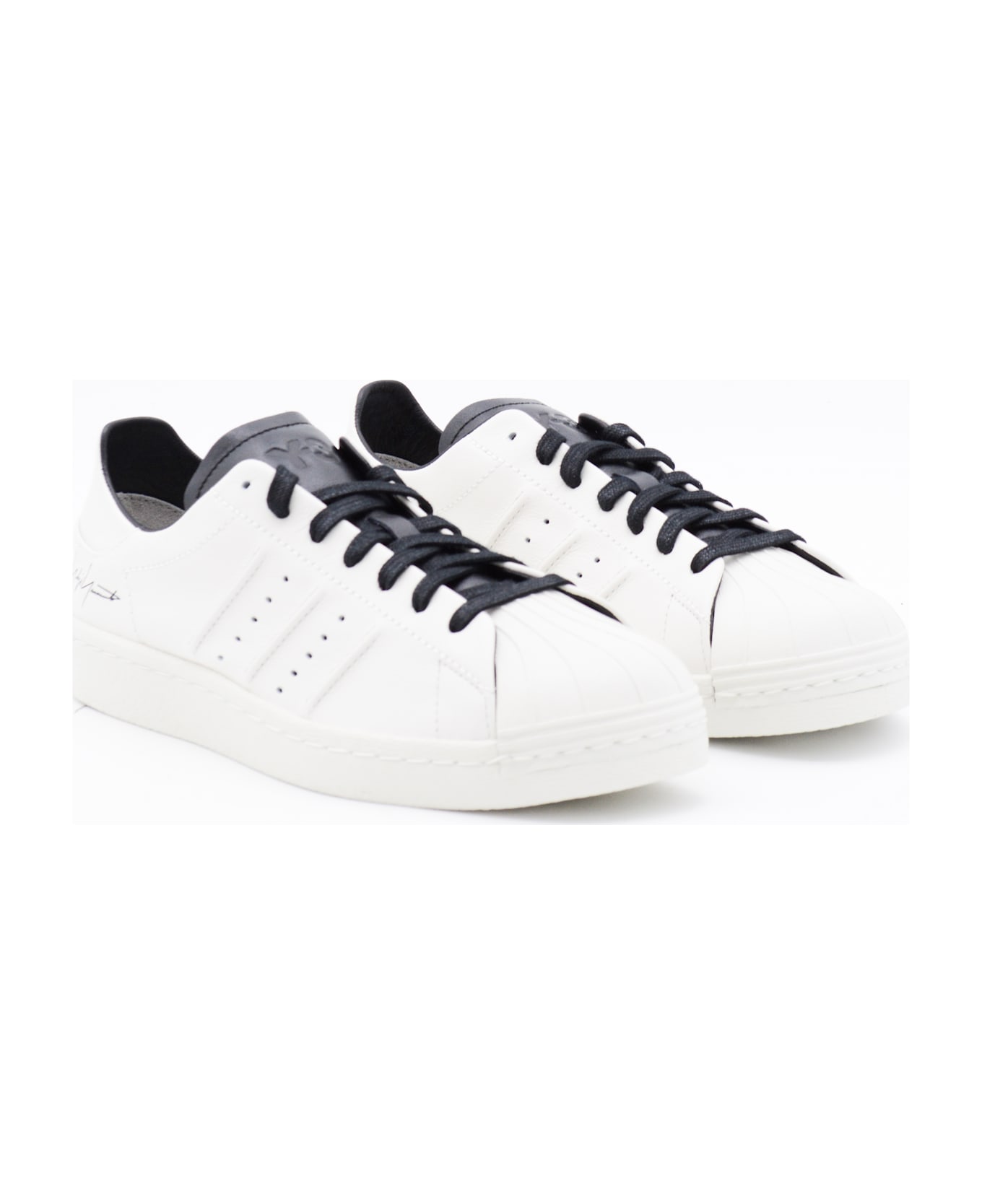 Y-3 White Leathe Y-3 Superstar Sneakers - ORBIT GREY/ORBIT GREY/BLACK