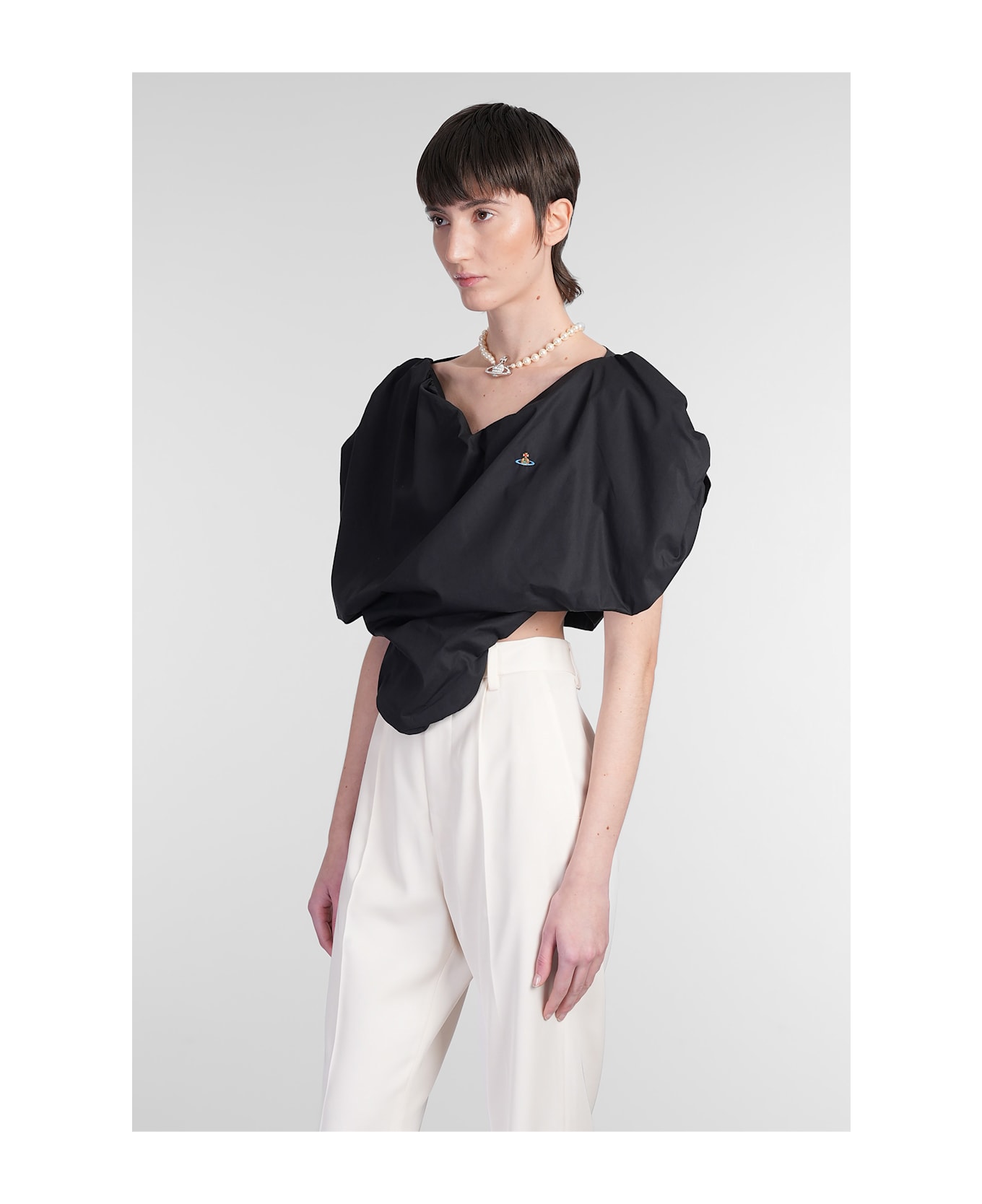 Vivienne Westwood Heart Top Topwear In Black Cotton - black