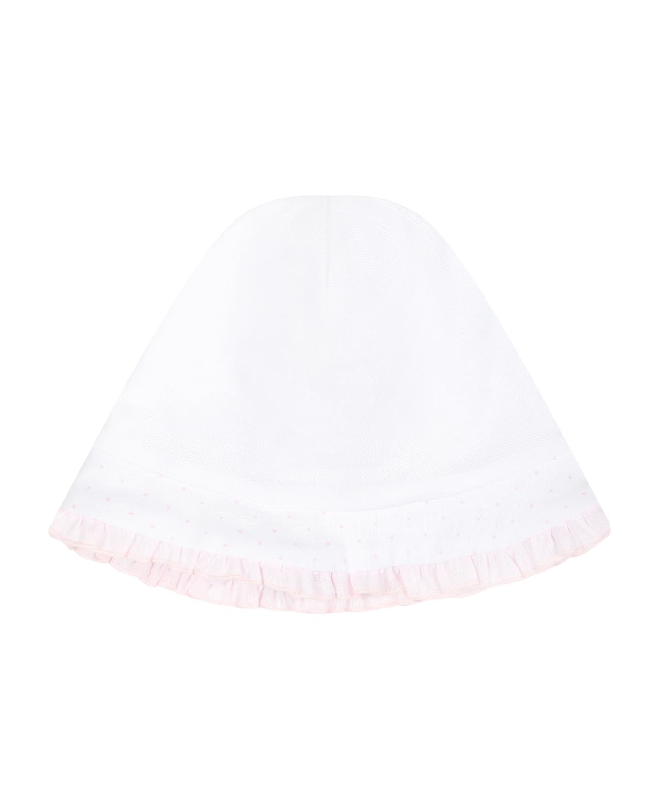 La stupenderia White Hat For Baby Girl With Pink Polka Dots - White アクセサリー＆ギフト