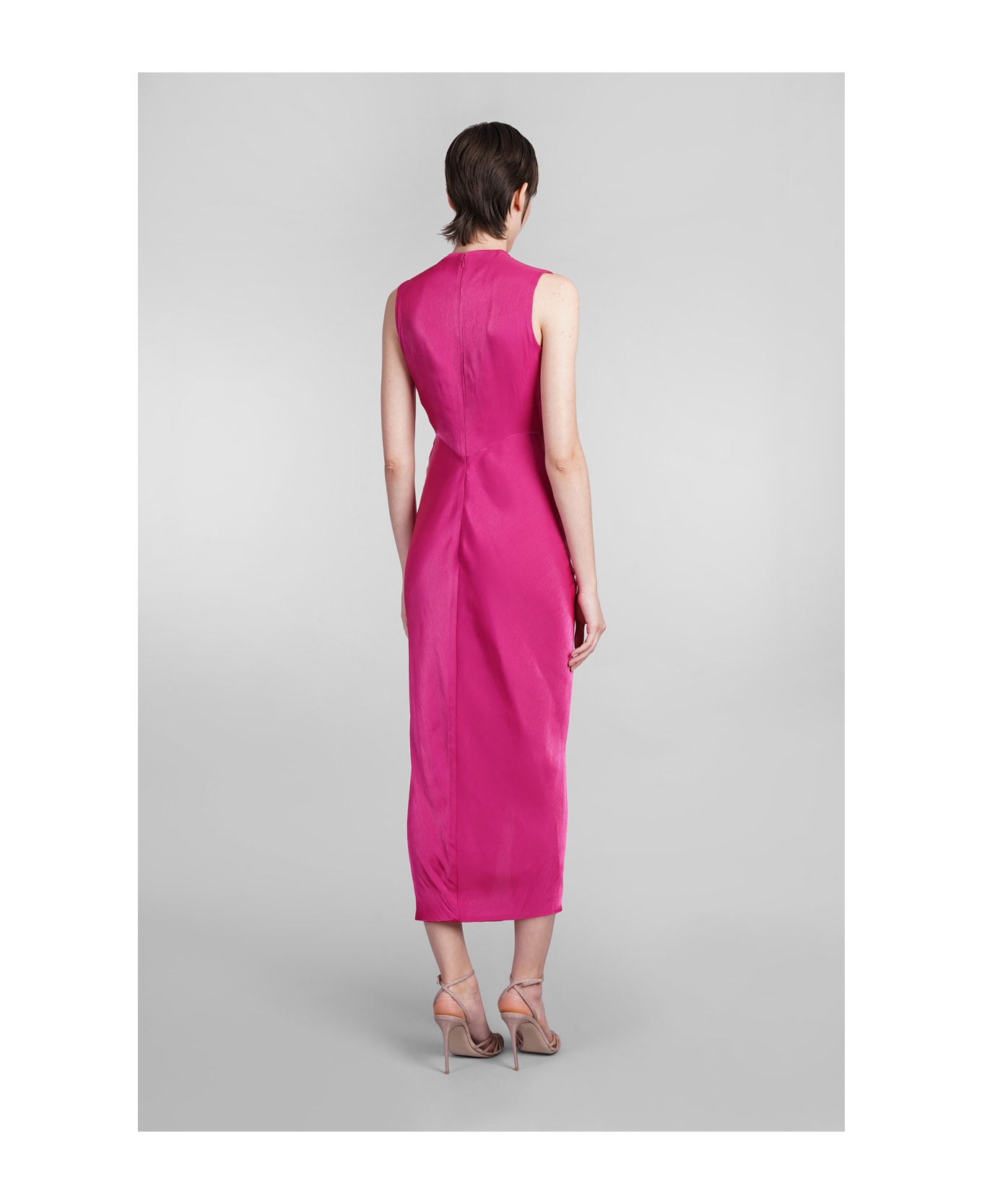 Costarellos Franca Long Dress In Fuxia Polyester - fuxia