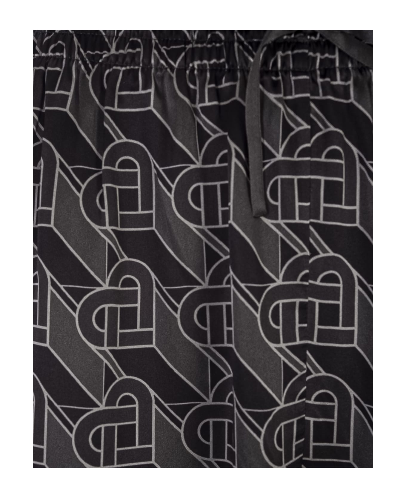 Casablanca Heart Monogram Pyjama Silk Trousers - Black