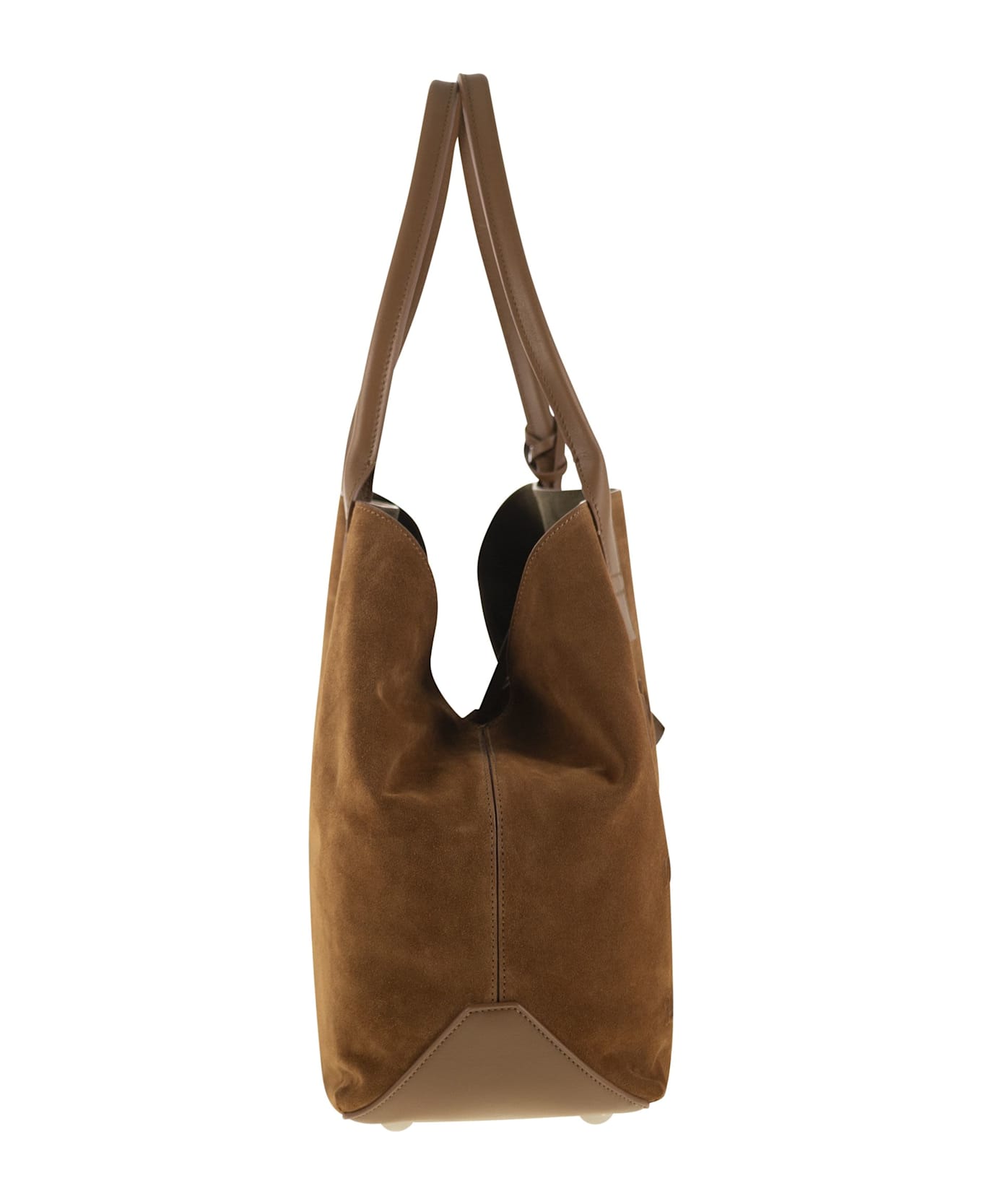 Hogan Medium Script Shopping Bag In Suede - Leather