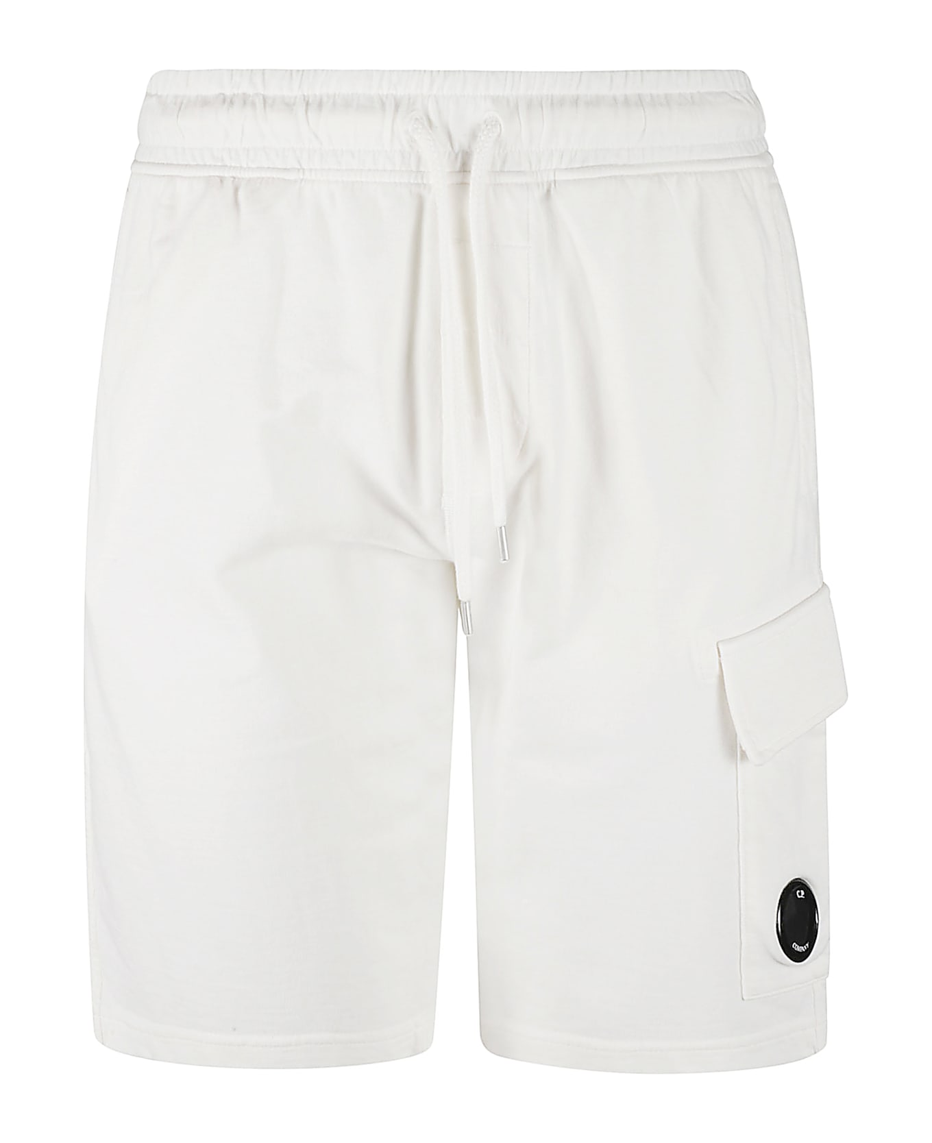 C.P. Company Light Fleece Cargo Track Shorts - White