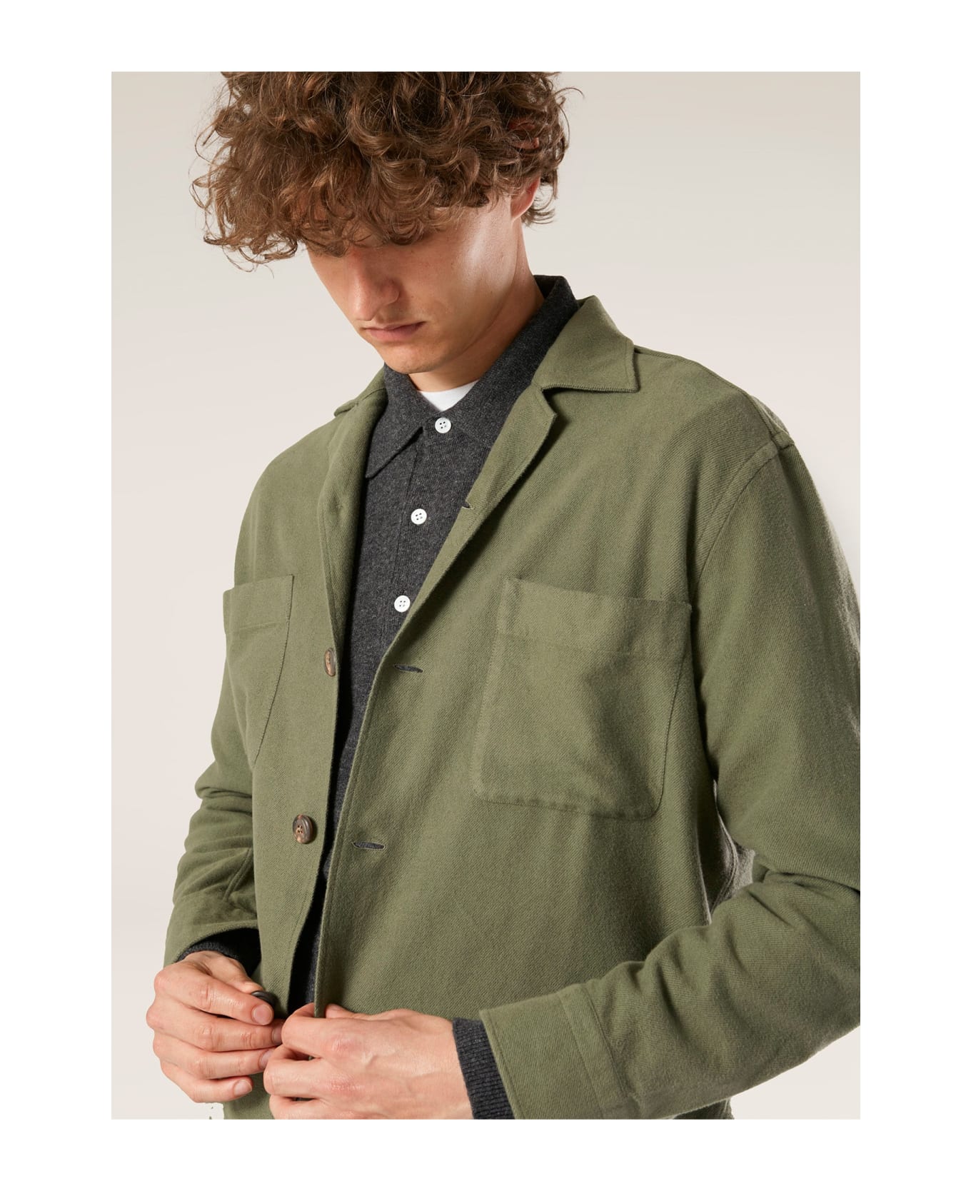doppiaa Aabba Green Cotton Overshirt