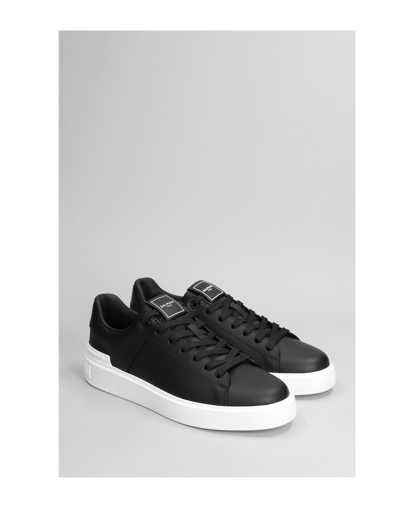 Balmain B Court Sneakers In Black Leather - black
