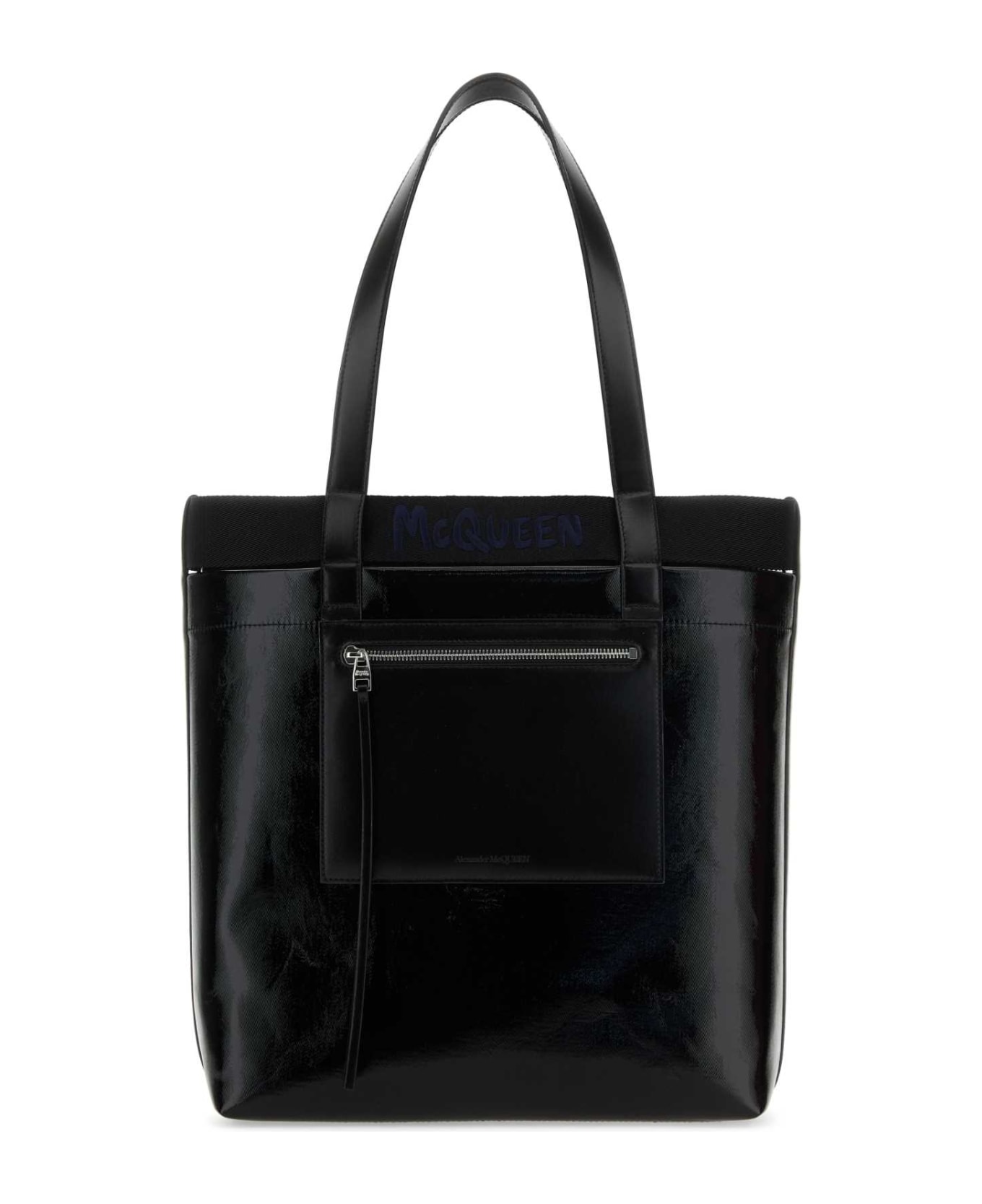 Alexander McQueen Black Canvas Shopping Bag - BLACKBLUE