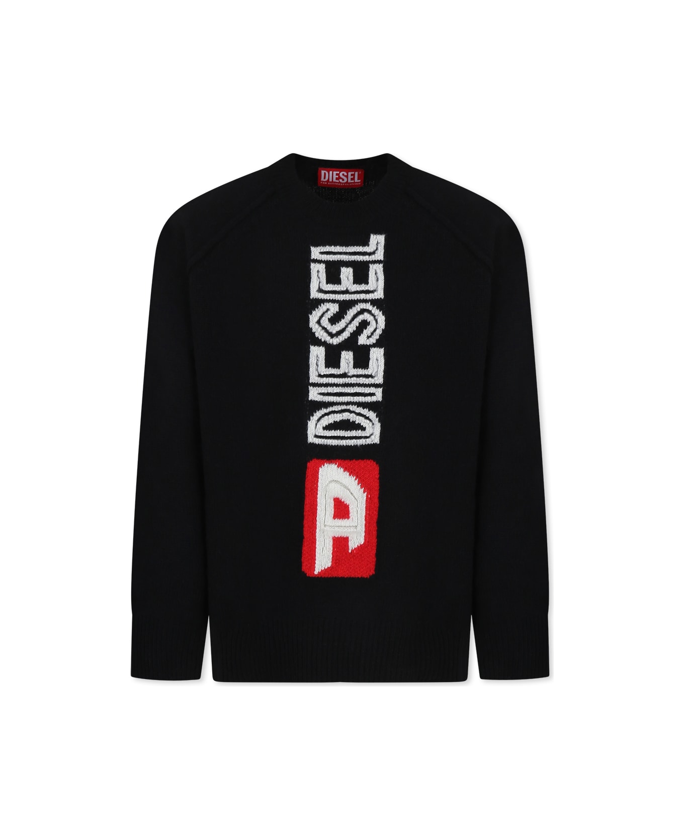 Diesel Black Sweater For Kids With Logo - Black