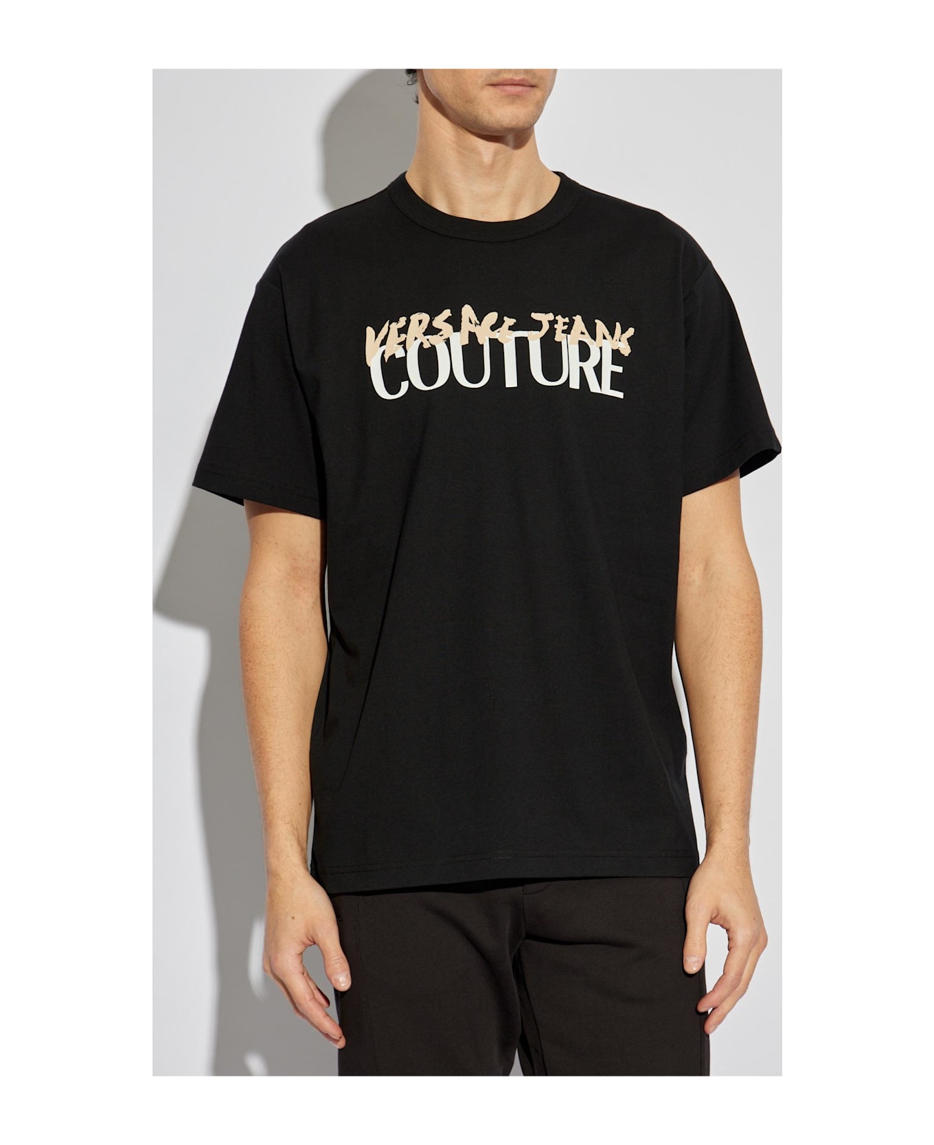Versace Jeans Couture T-shirt With Printed Logo - BLACK