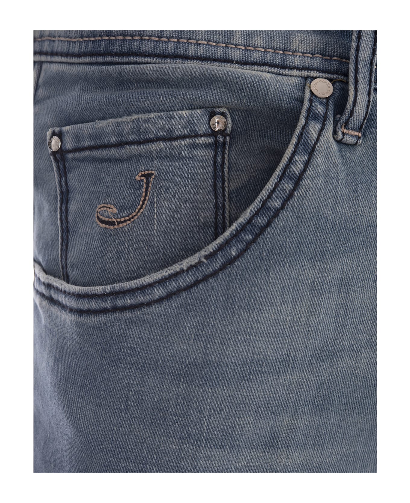 Jacob Cohen Scott Cropped Jeans In Light Blue Stretch Denim - Blue