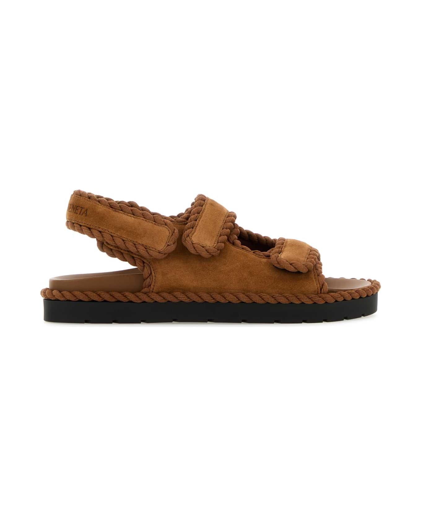 Bottega Veneta Caramel Suede Jack Sandals - CARAMEL