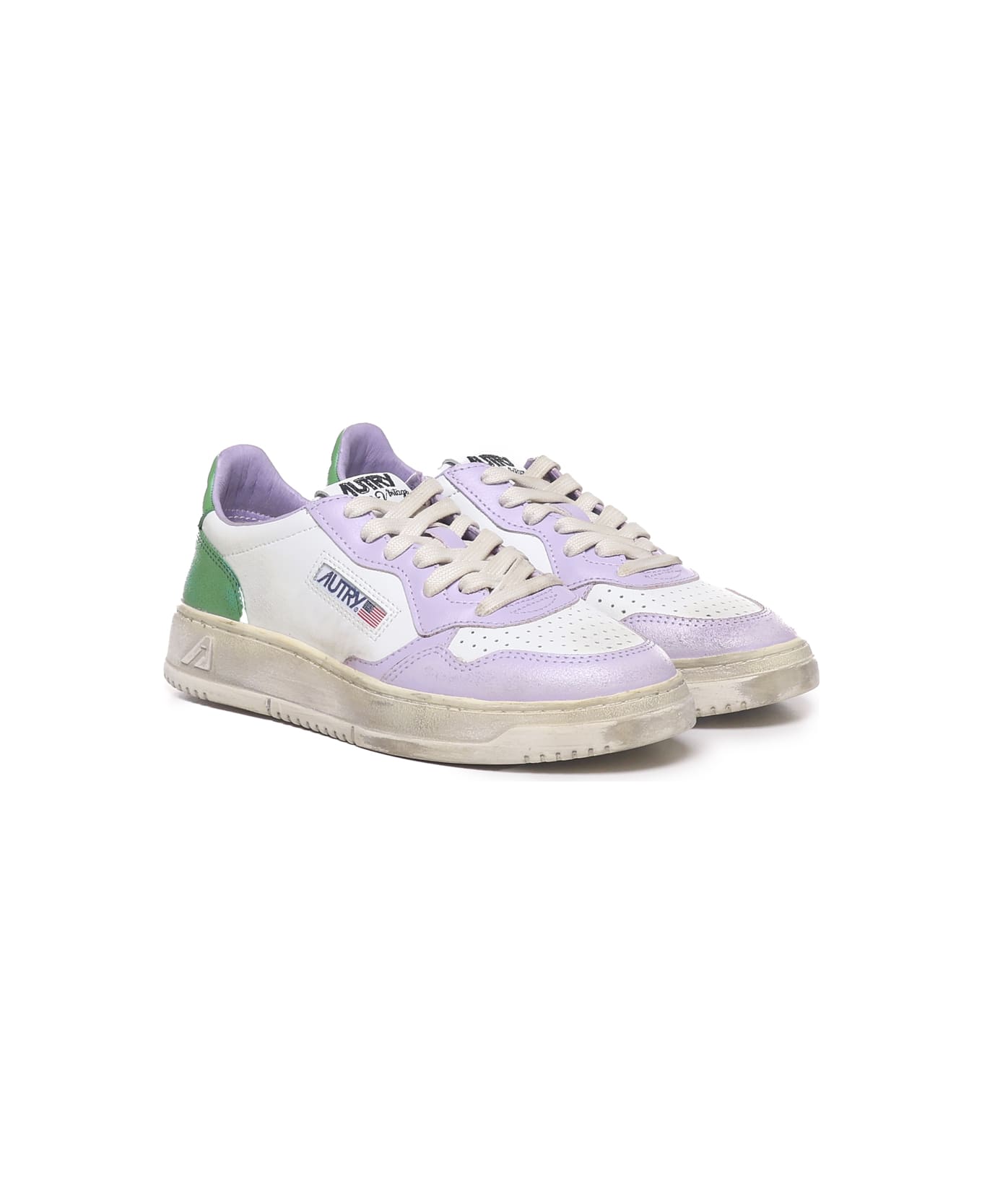 Autry 'medalist Low Super Vintage' Sneakers - White, lillac, green