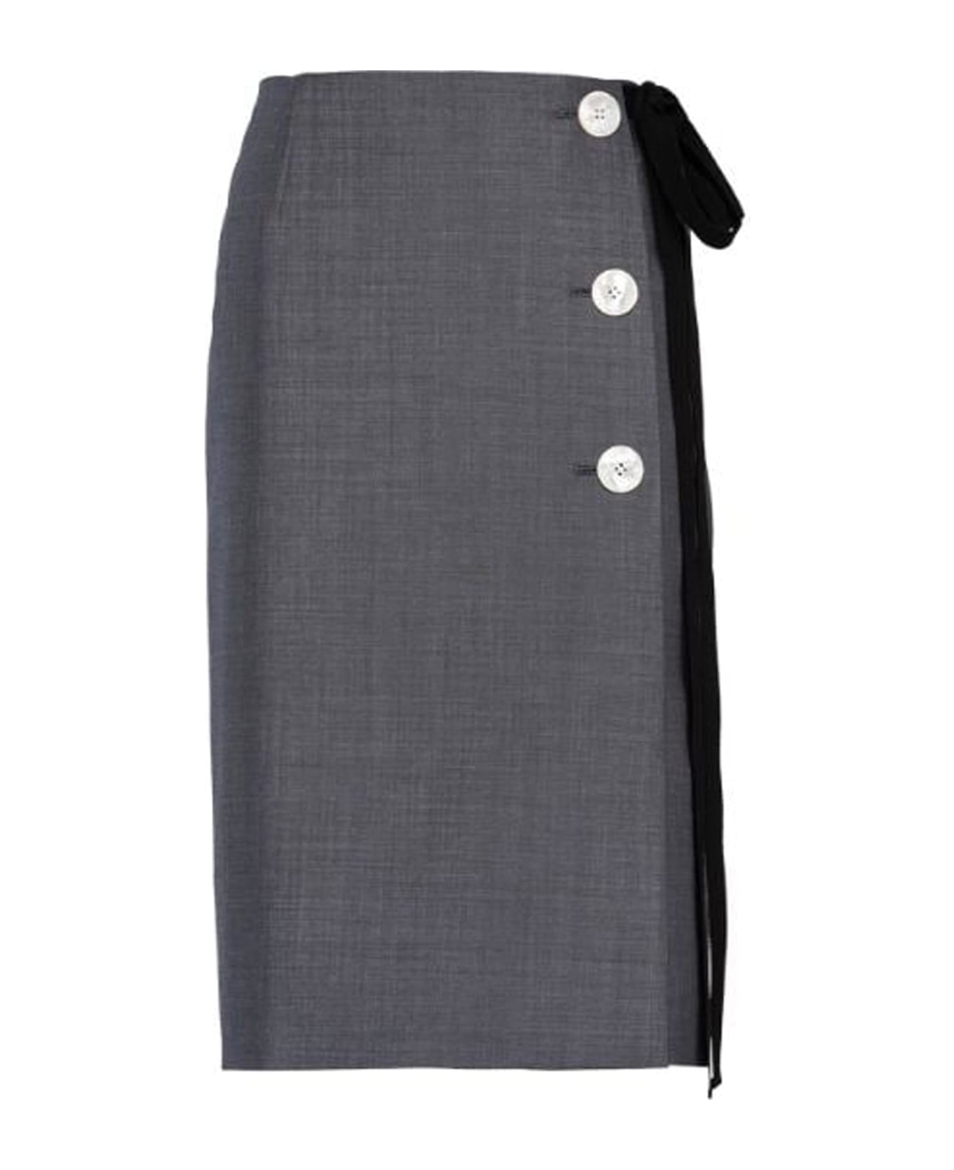 Prada Side-tie Pencil Skirt - Gray