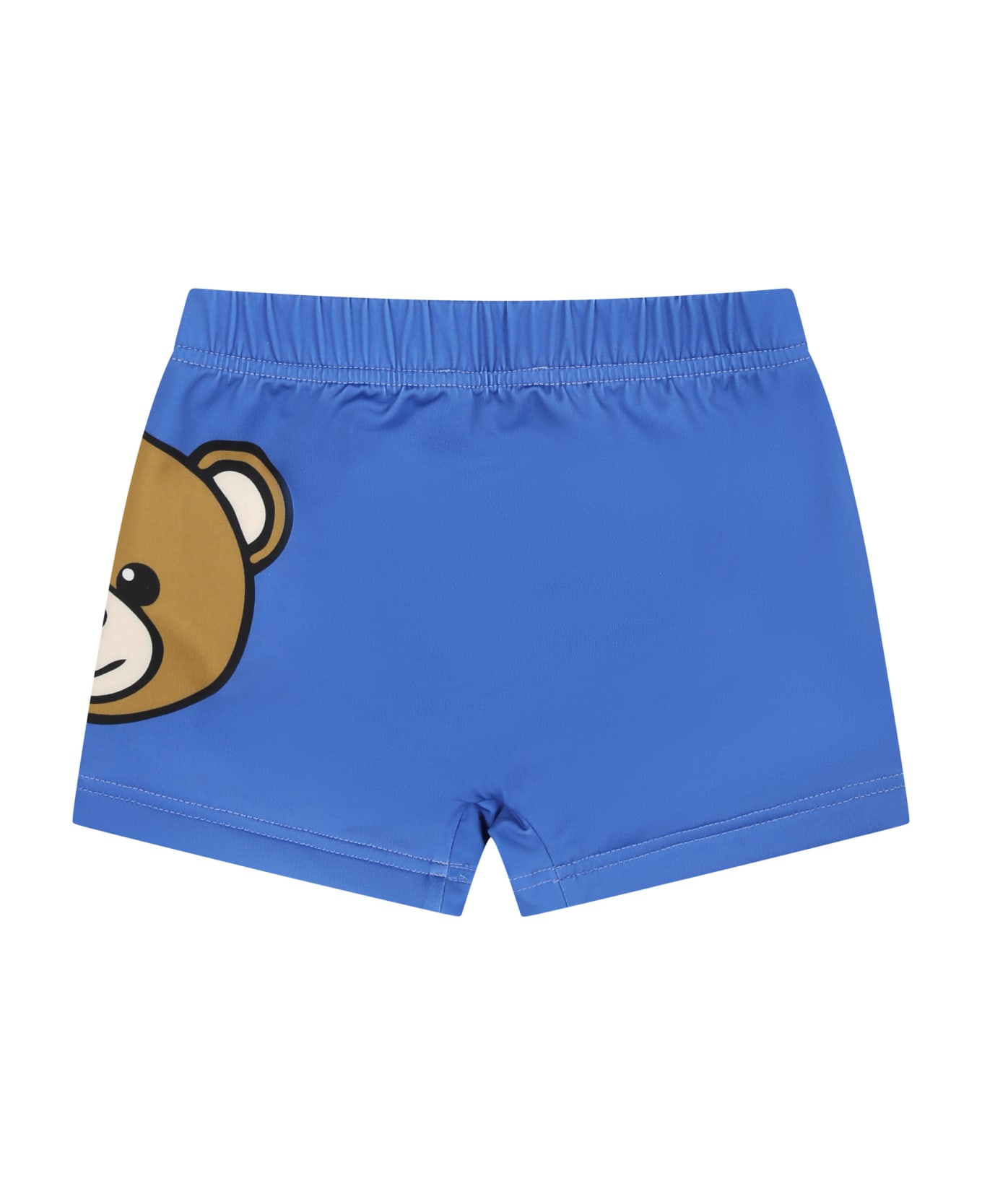 Moschino Light Blue Swim Shorts For Baby Boy With Teddy Bear And Logo - Light Blue 水着