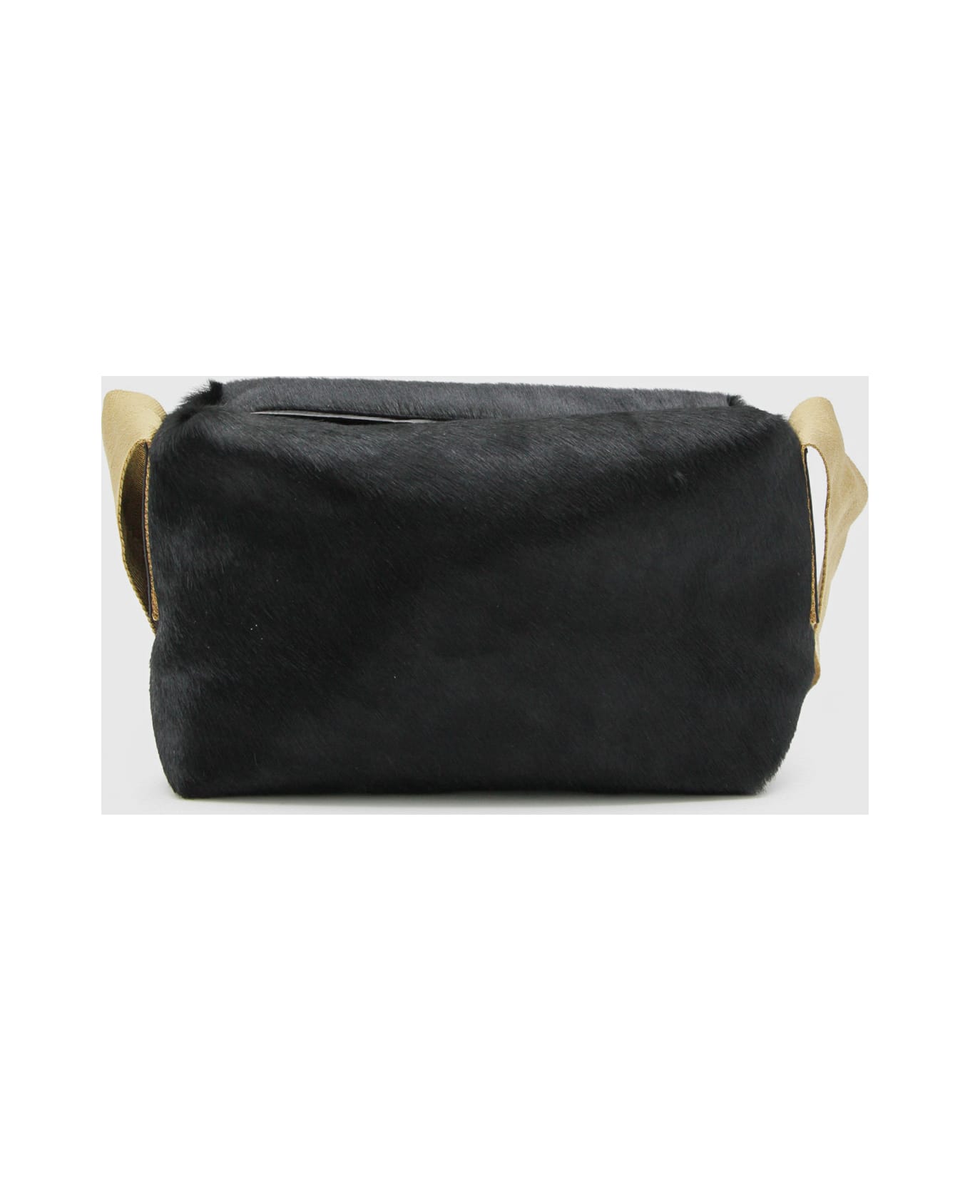 Uma Wang Black Leather Shoulder Bag - BLACK/MUSTARD