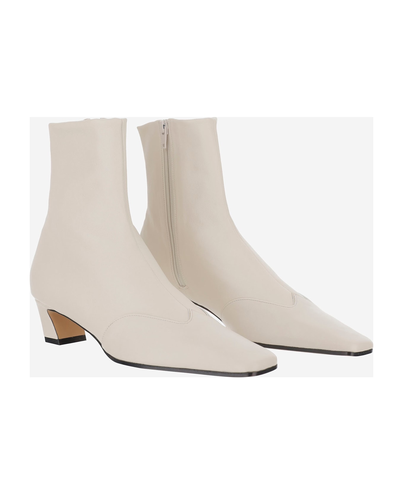Khaite Nevada Leather Ankle Boot - White