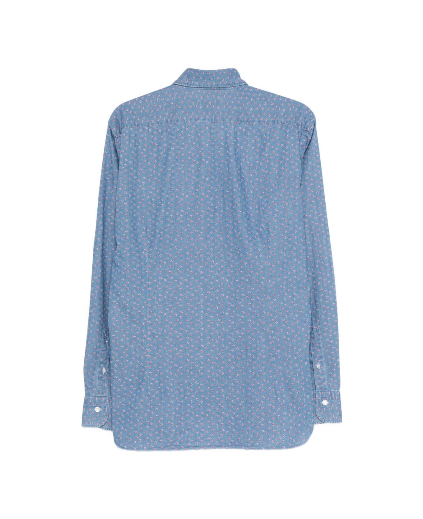 Barba Napoli Barba Shirt In Blue With A Cutaway Collar - Azzurra