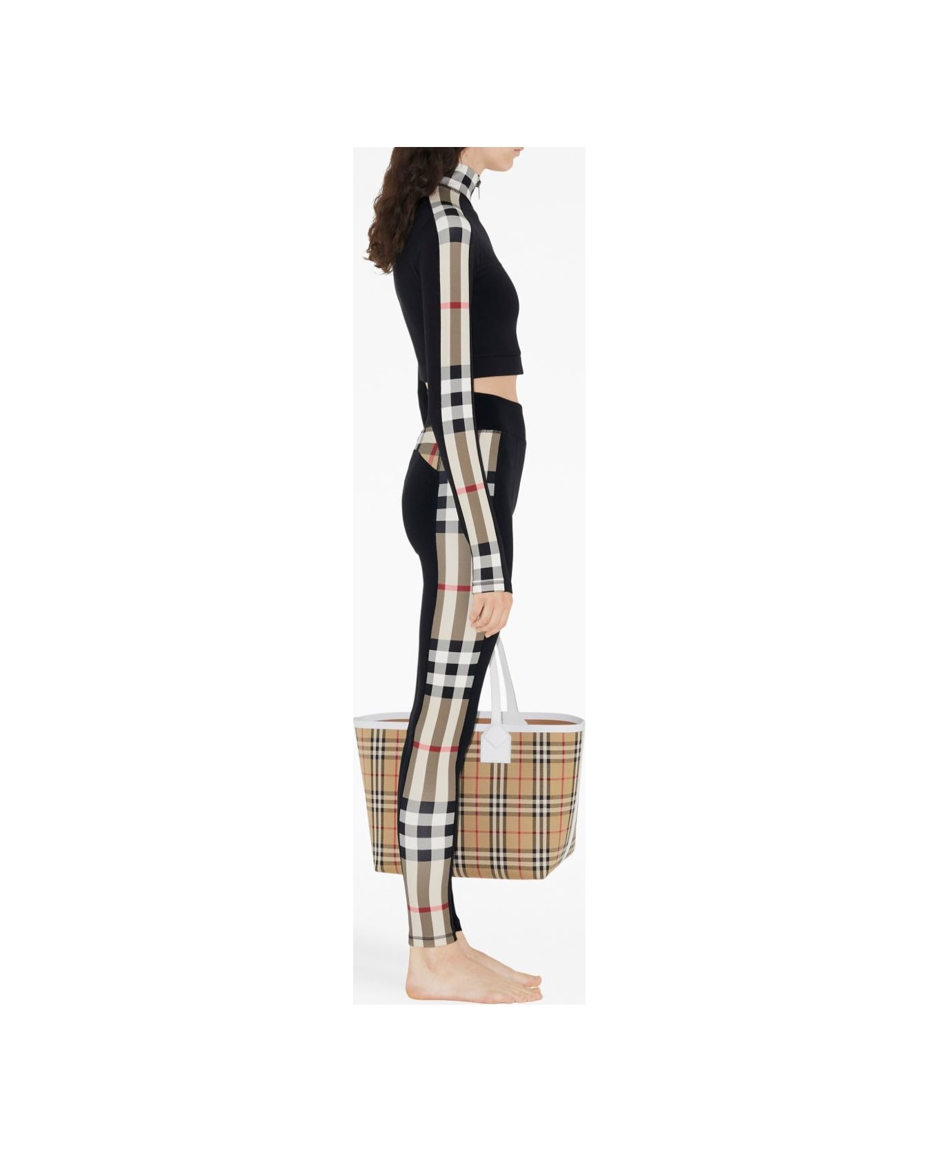 Burberry Check Motif Leggings - Black