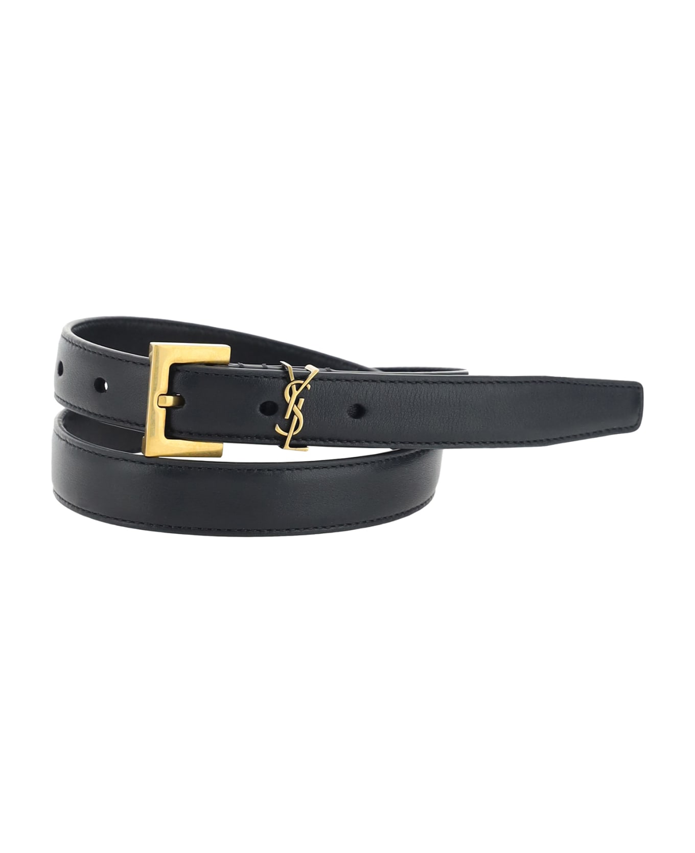Saint Laurent Cassandre Slim Belt - BLACK
