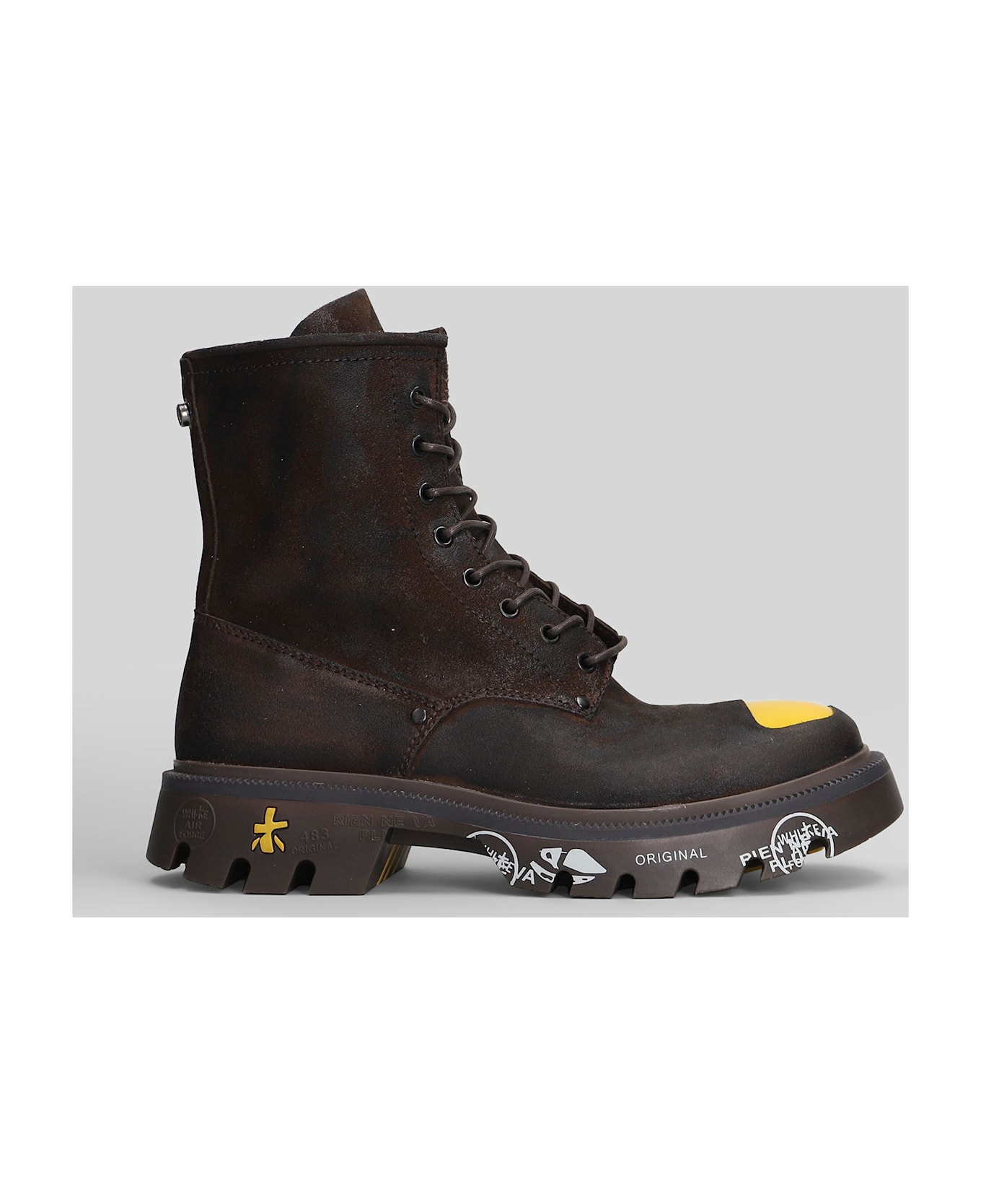 Premiata Brixton Combat Boots In Brown Nubuck - brown