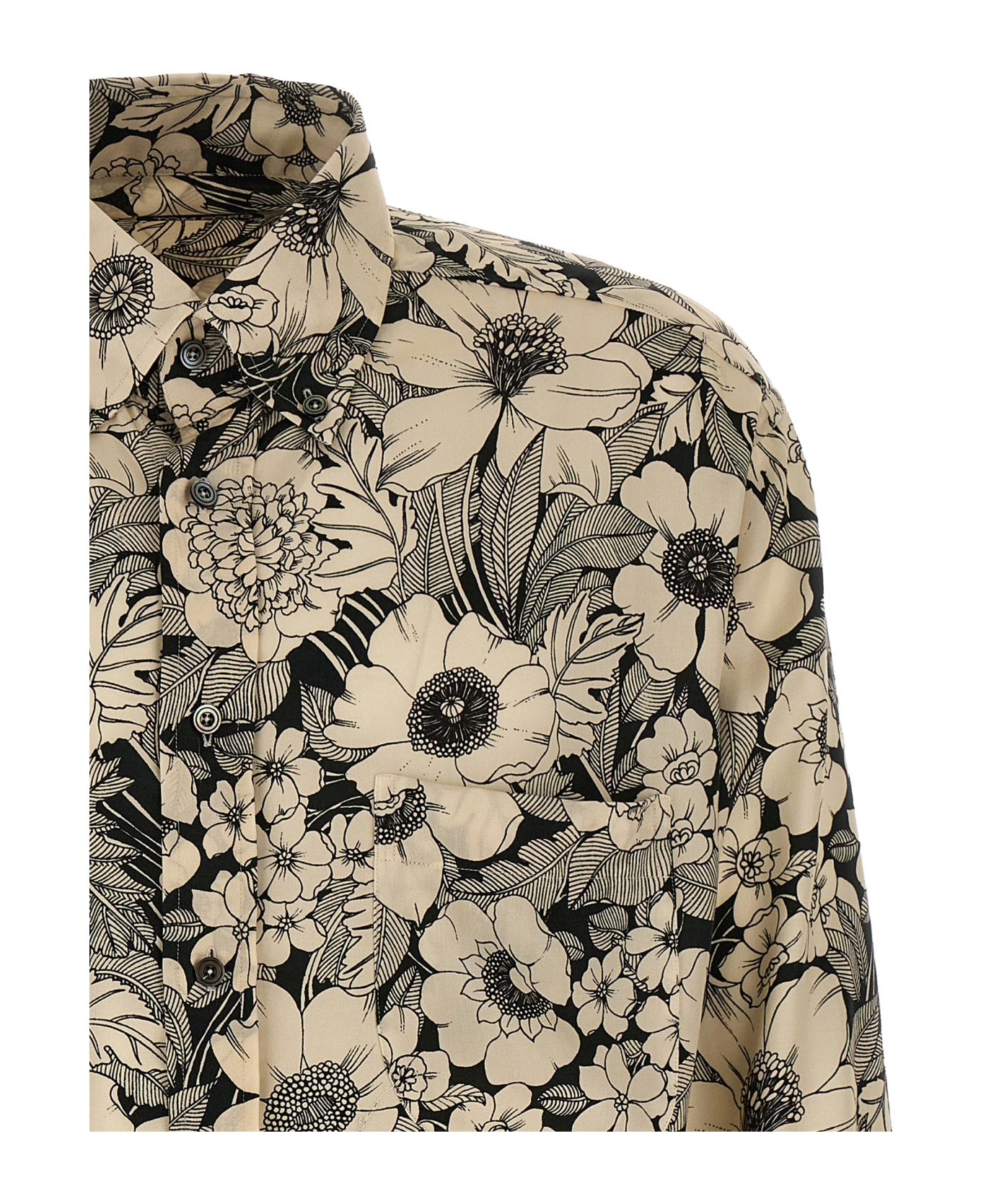 Tom Ford Floral Print Shirt - WHITE/BLACK
