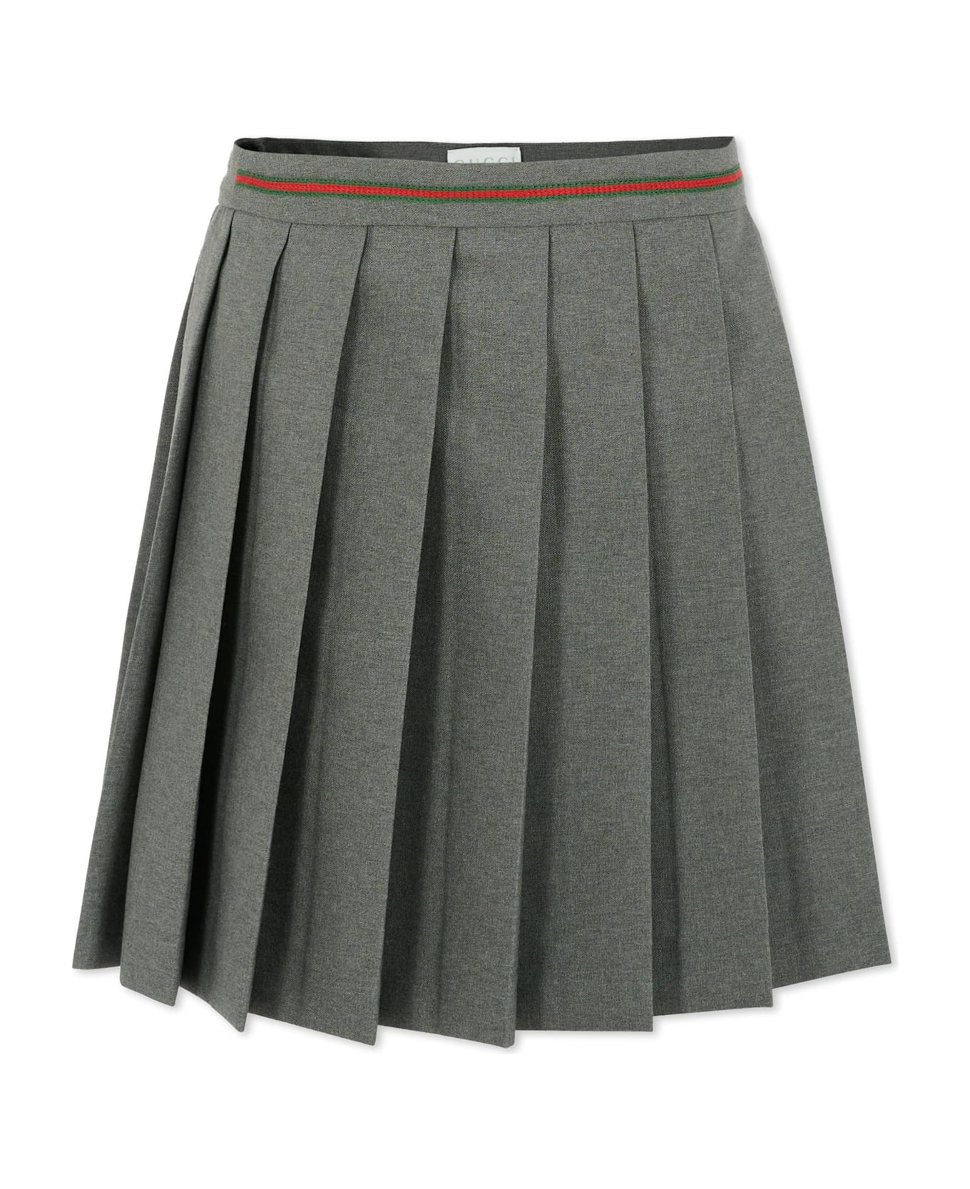 Gucci Grey Skirt For Girl With Web Detail - Grey