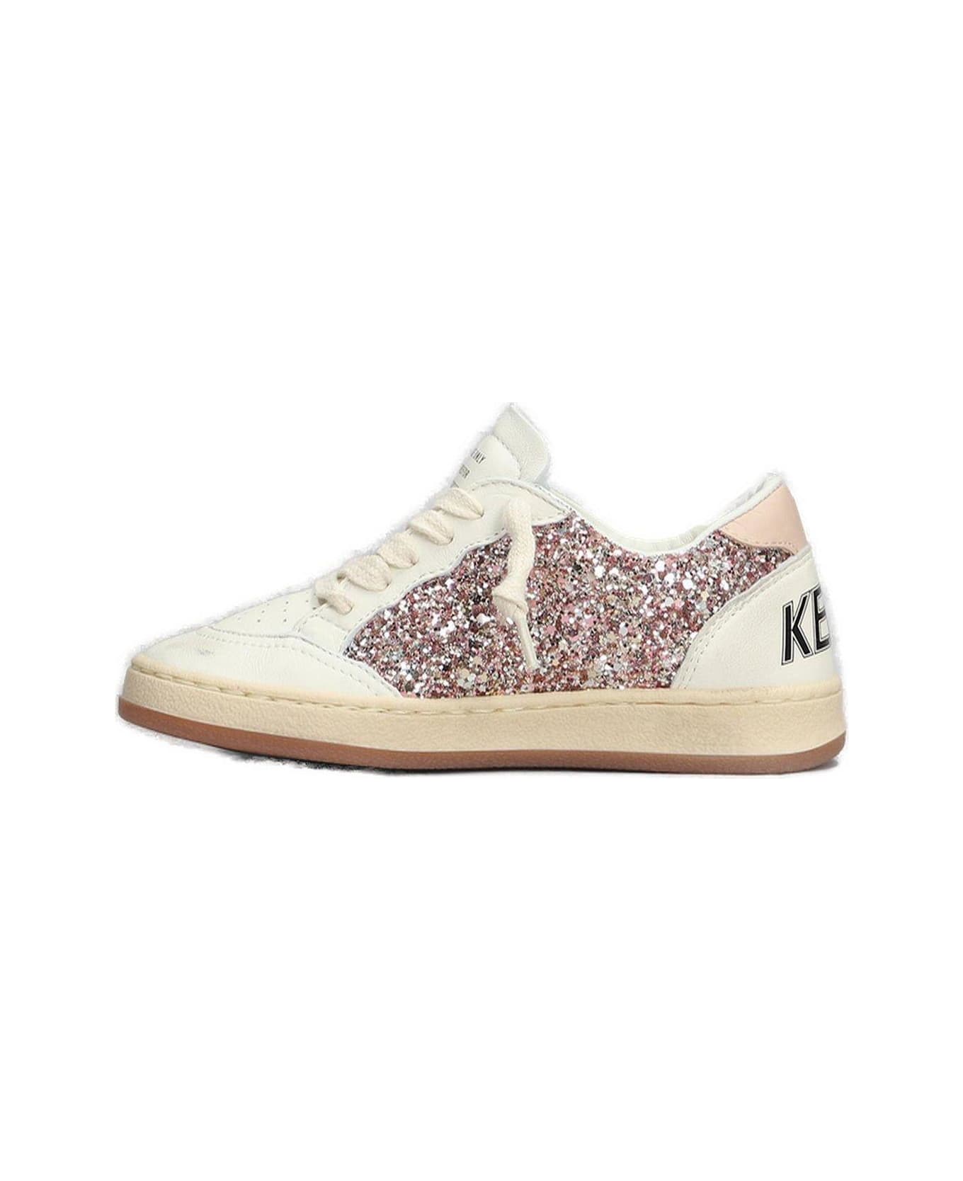 Golden Goose Ball Star Glittered Sneakers - Peach/beige/white
