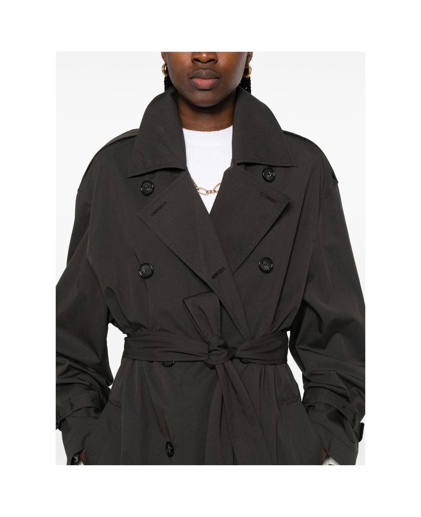 Totême Cotton Blend Trench Coat - Black