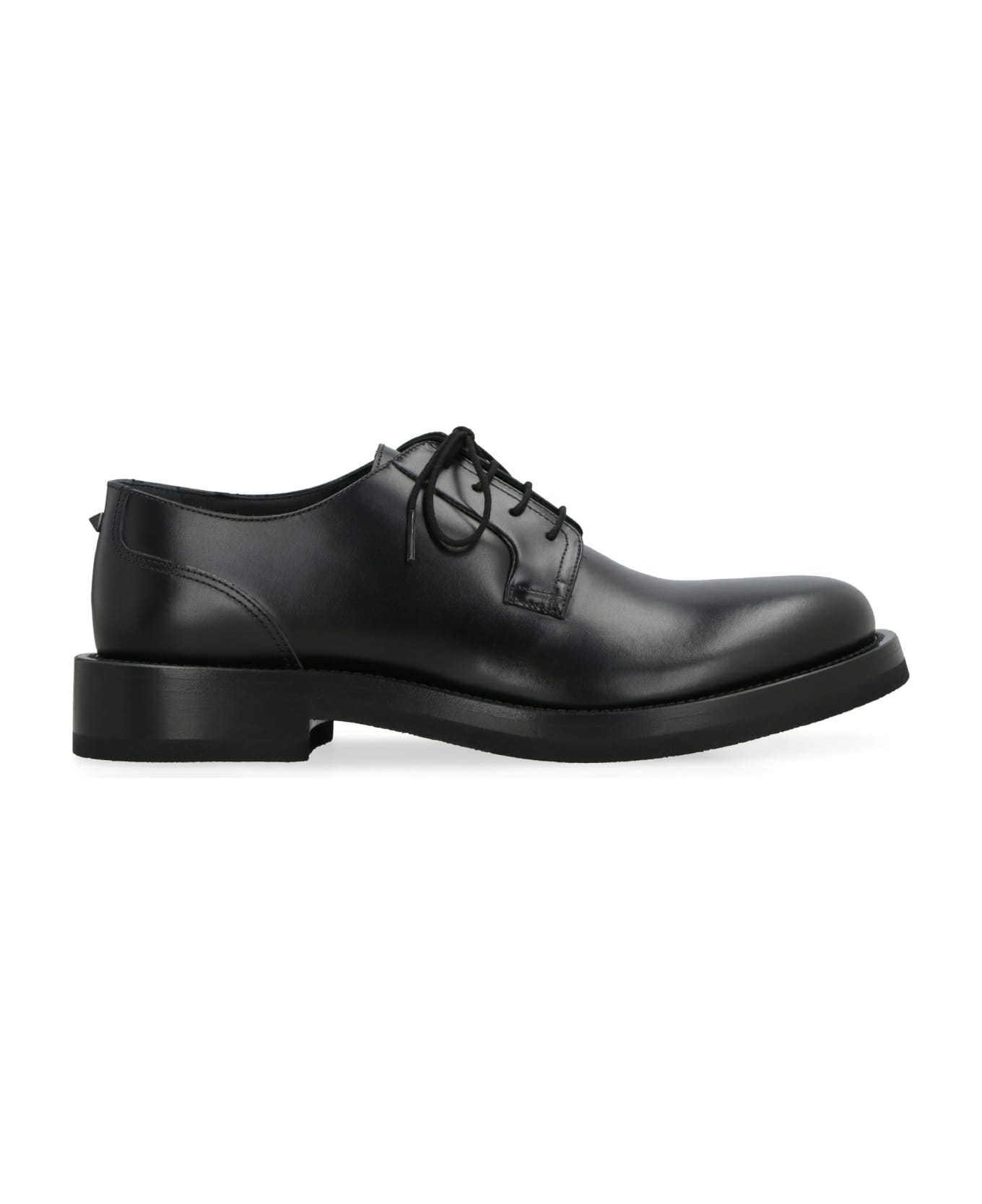 Valentino Garavani Derby Rockstud Essential Leather Lace-up Shoes - black