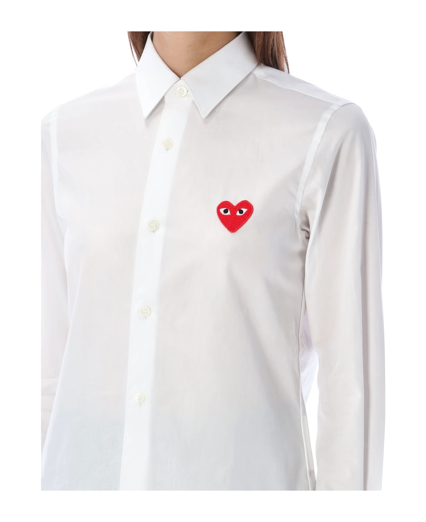 Comme des Garçons Play Red Heart Patch Shirt - WHITE