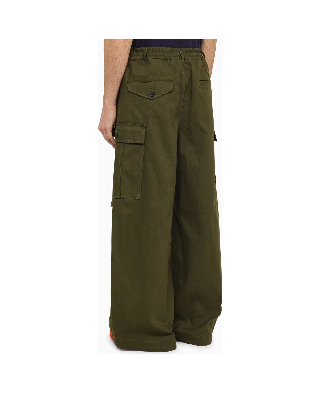 Marni Dark Green Cotton Blend Wide Cargo Trousers - Green