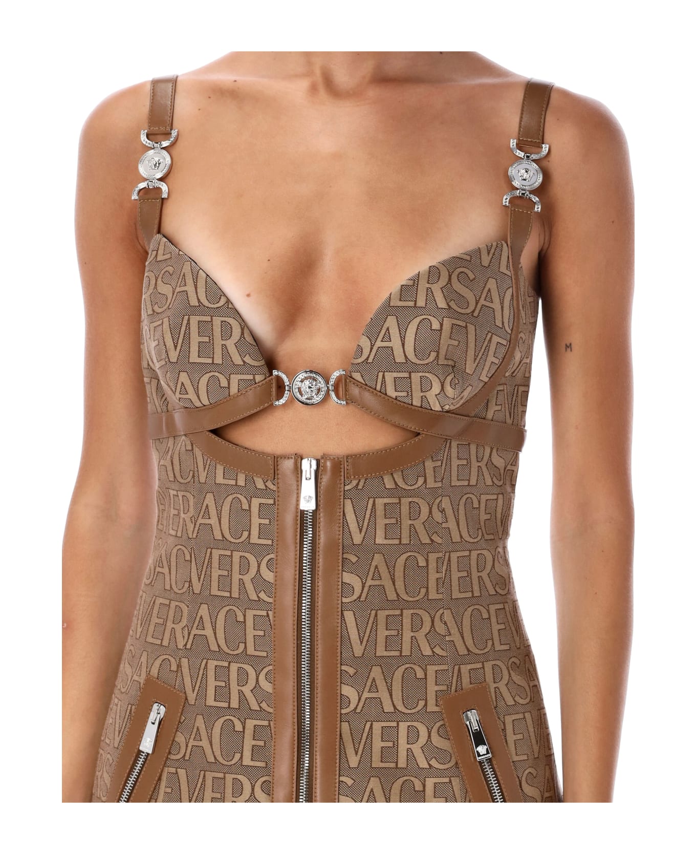 Versace Allover Mini Dress - BROWN/BEIGE