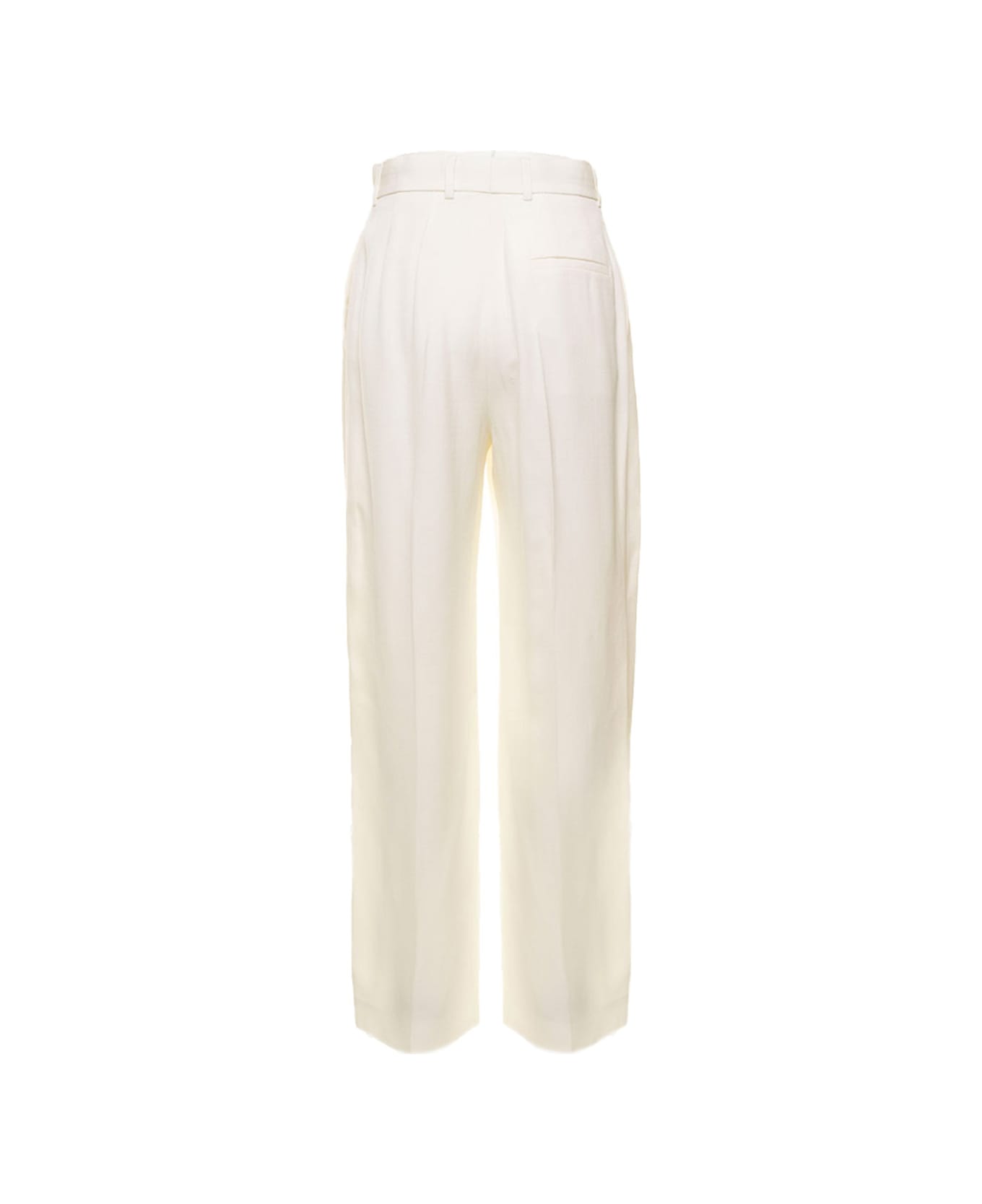 Casablanca White Wide Leg Tailored Trousers In Silk Blend Woman - White ボトムス