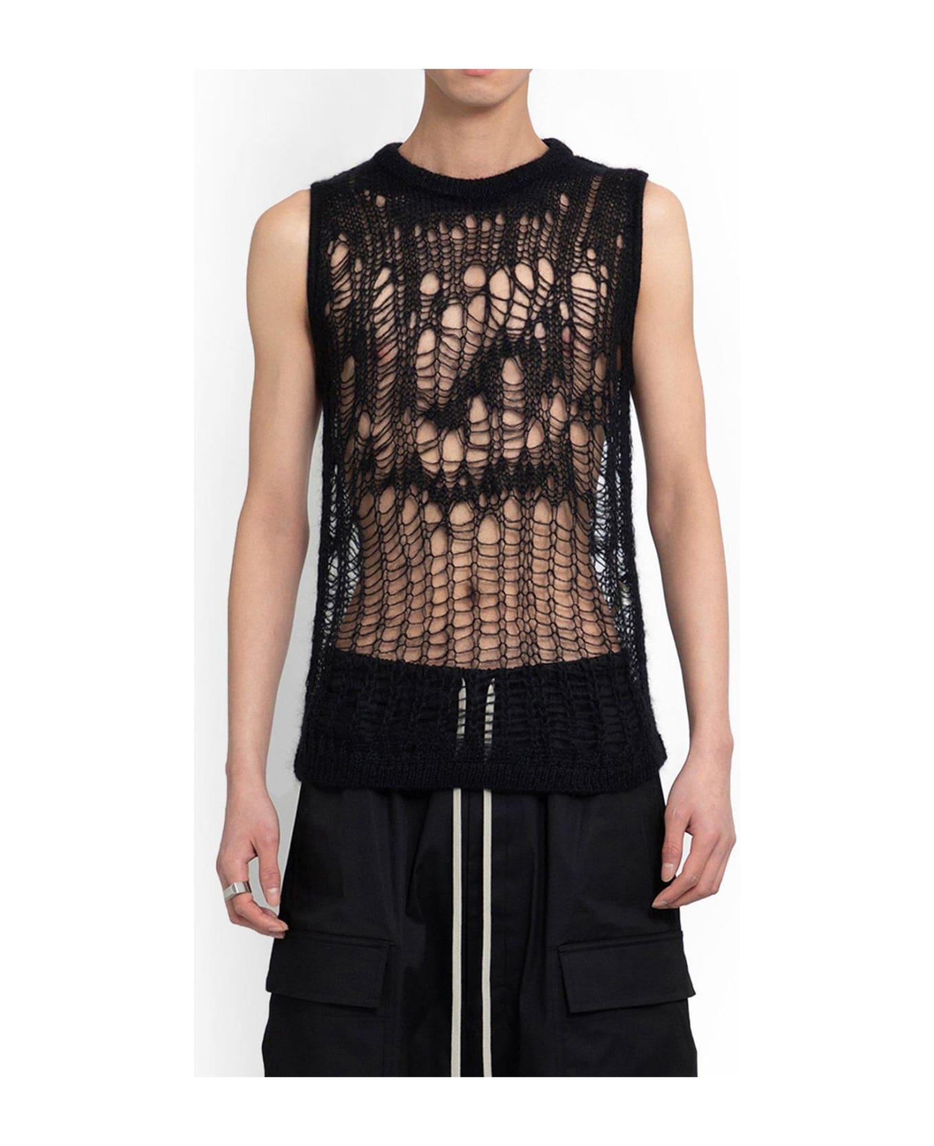 Rick Owens Open-knitted Sleeveless Tank Top - Black