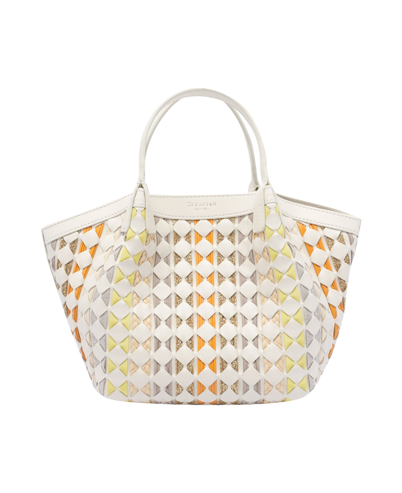 Serapian Mini Mosaico Secret Tote Bag - White