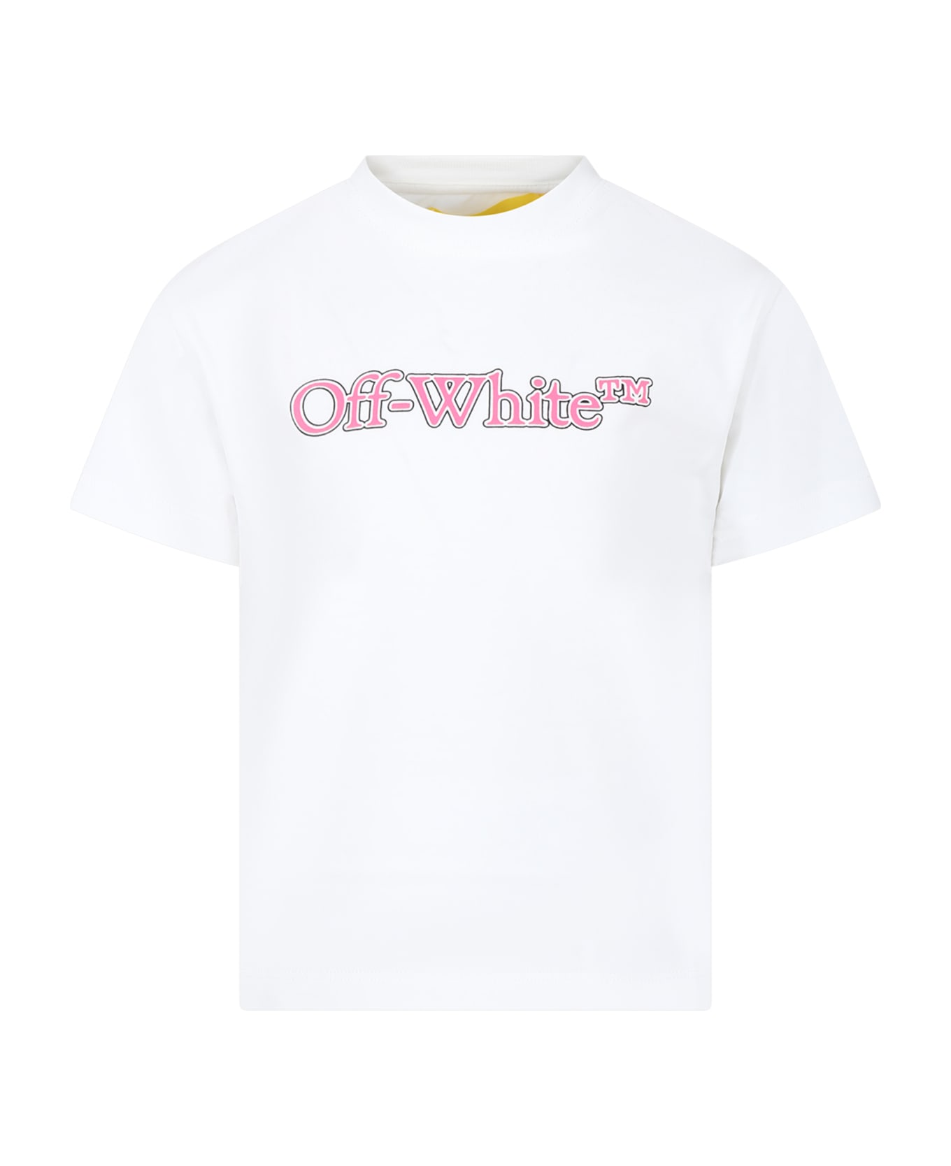 Off-White White T-shirt For Girl With Logo - White Fuch